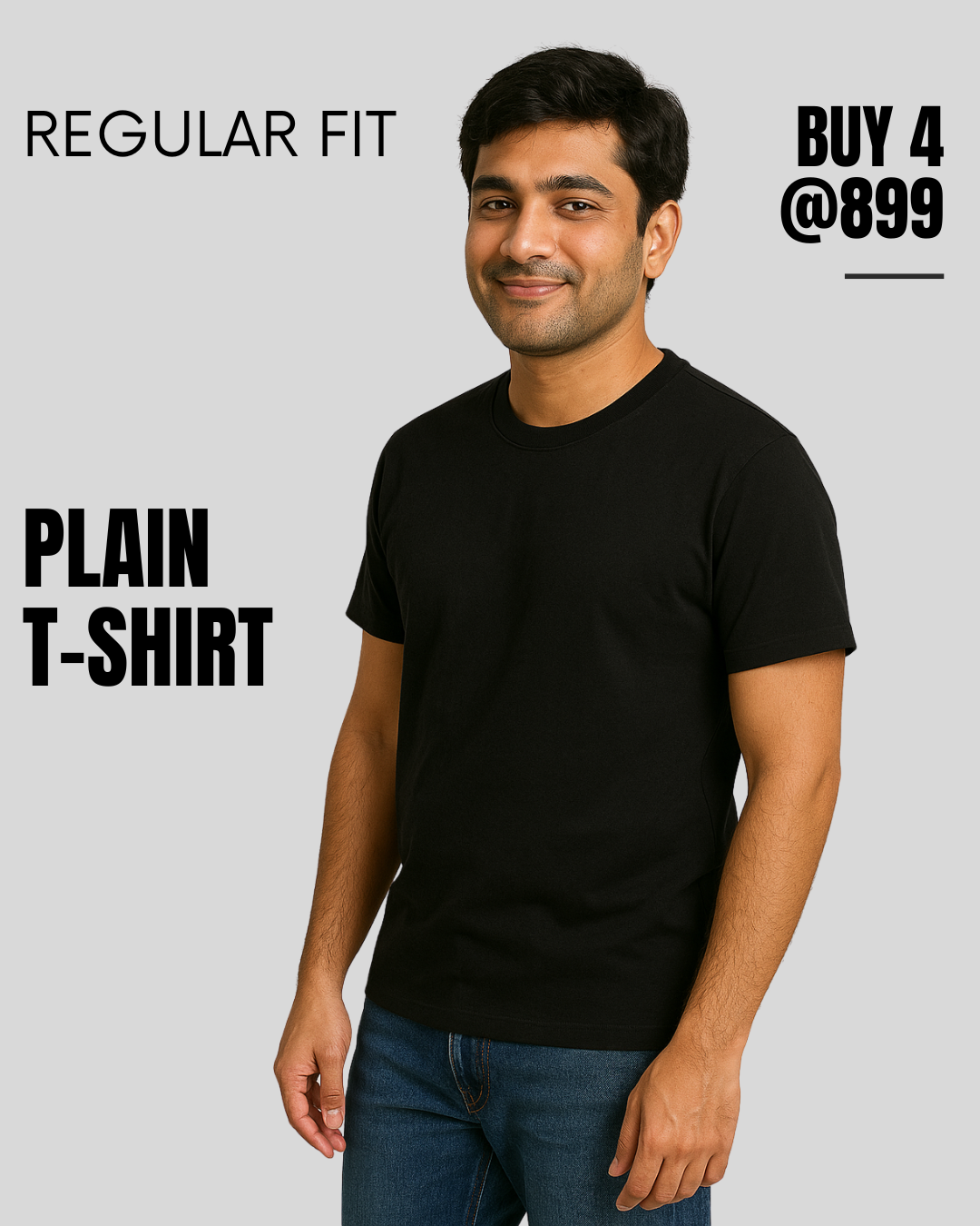 MEN'S PLAIN T-SHIRT BUY 2 @499 & BUY 4 @899