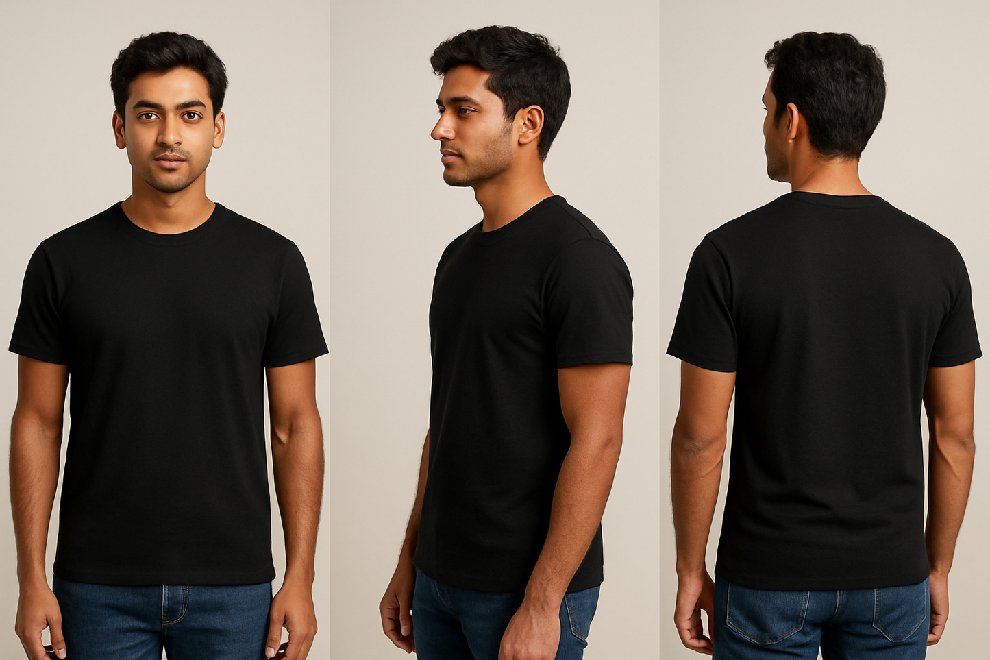 Men's Black Plain T-Shirt