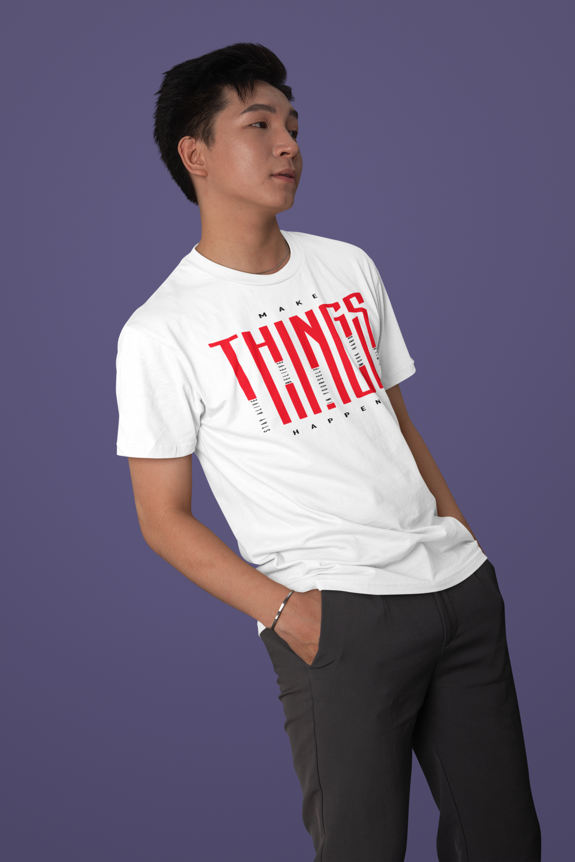 Men’s Regular Fit Cotton T-Shirt| Make Things Happen | The Mirai