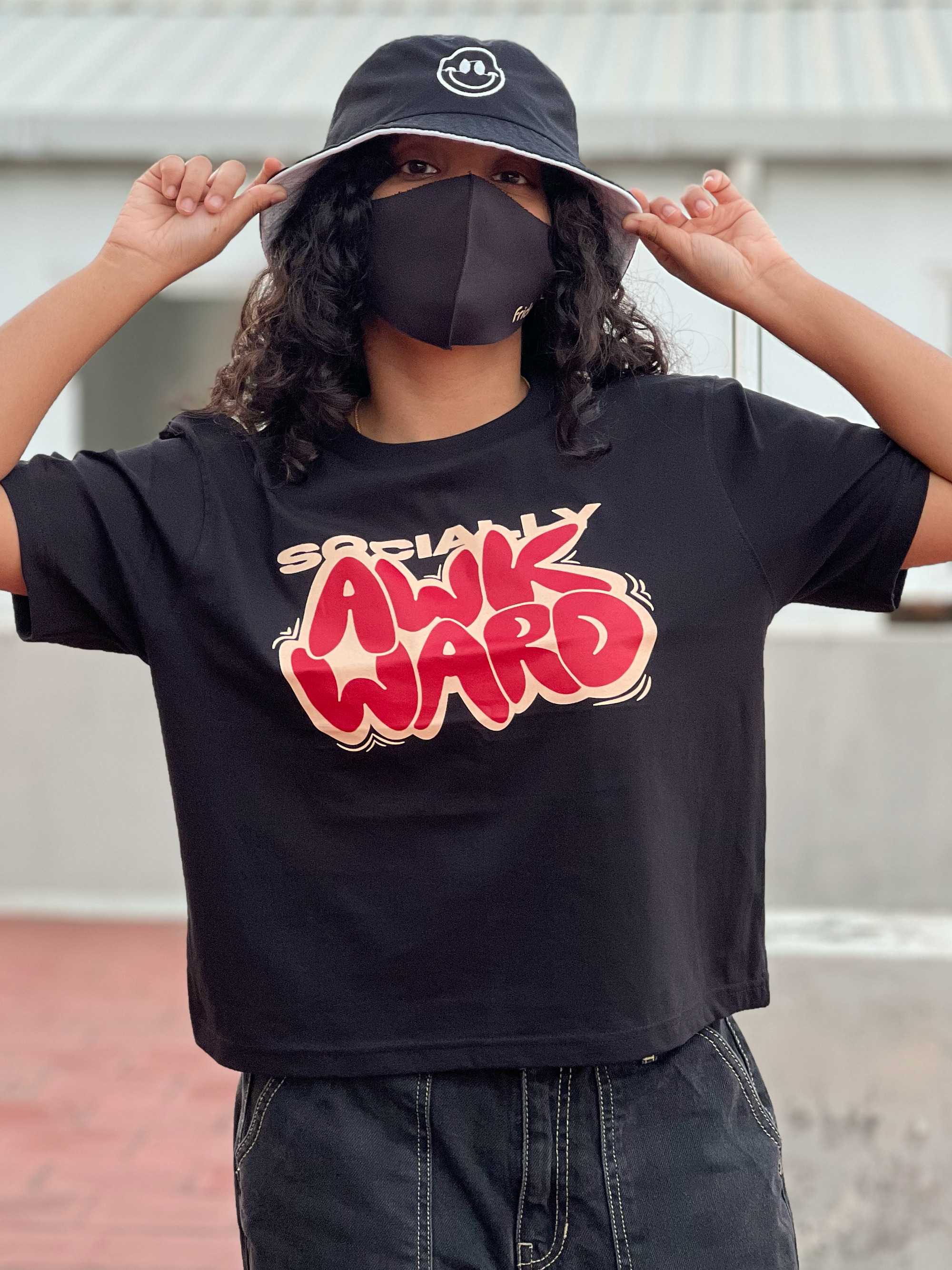 Women's "Social Awkward" Printed Boxy T-Shirt | Available in 2 Colors