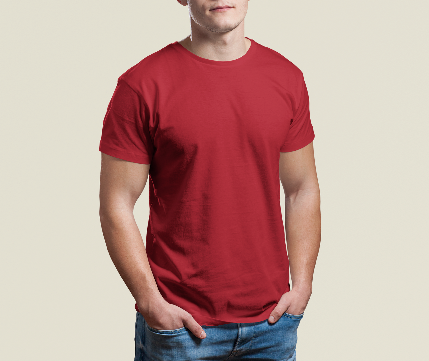 Men's Red Plain T-Shirt