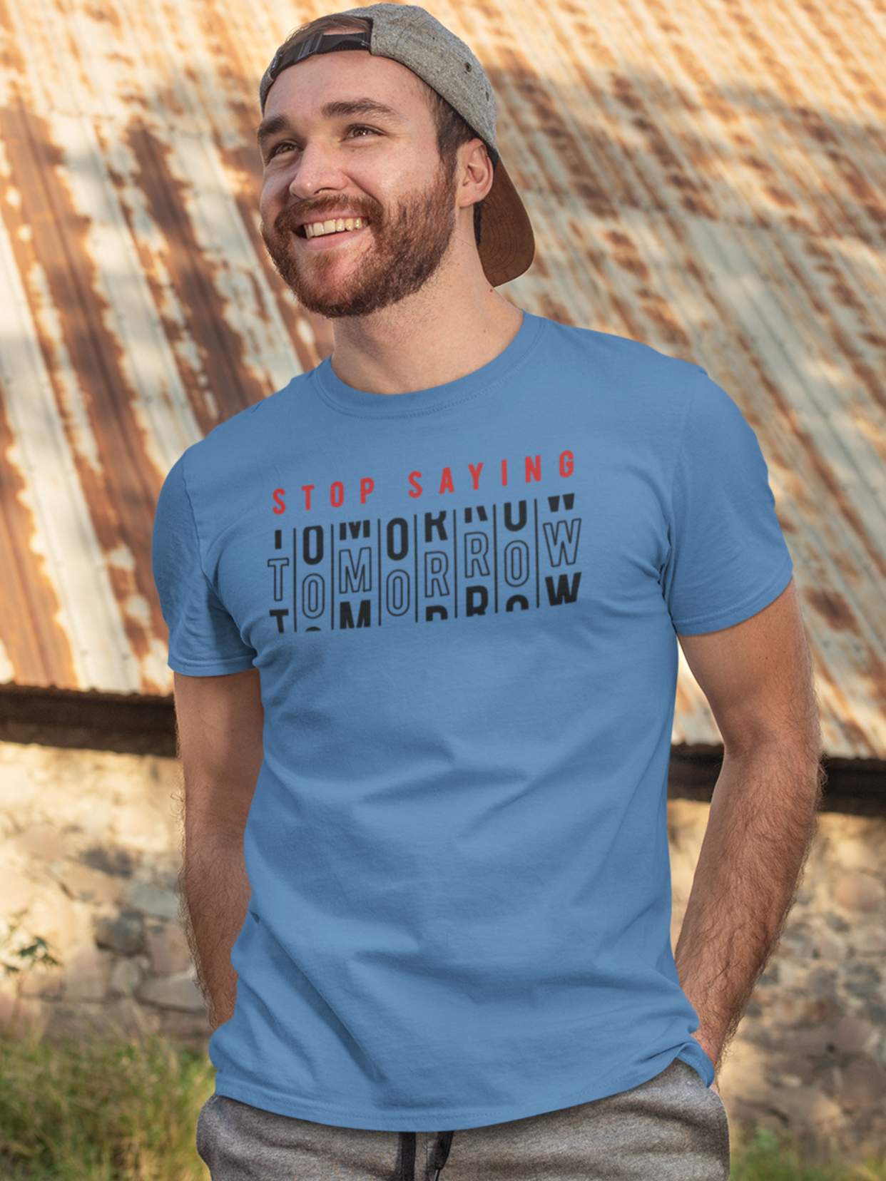 Men’s Regular Fit Cotton T-Shirt| Stop Saying Tomorrow | The Mirai
