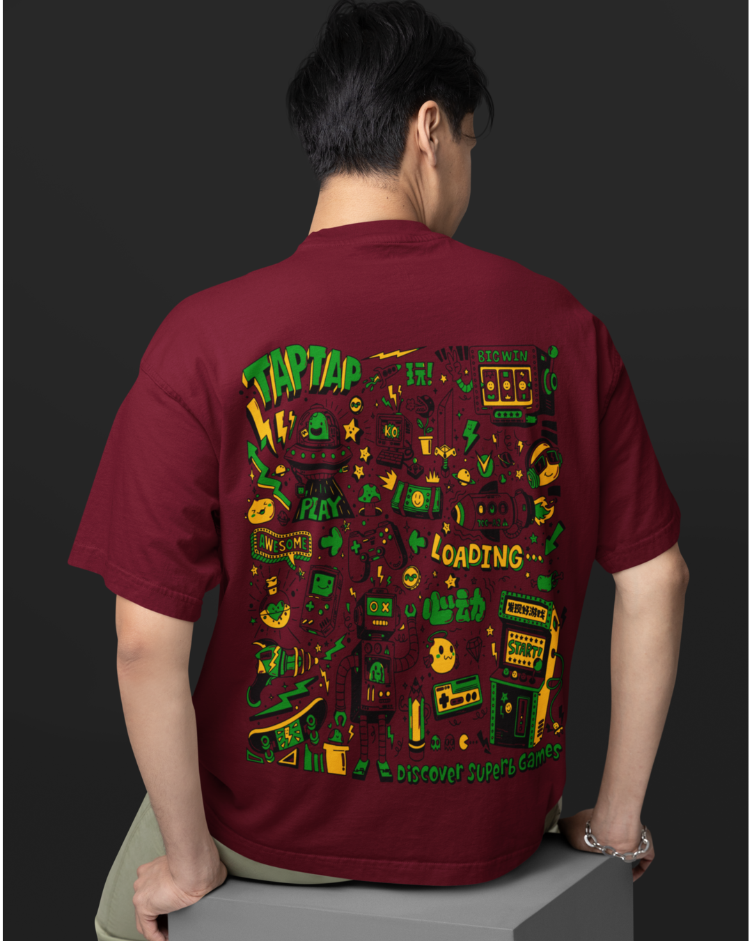 Men's "Tap Tap Gaming" Printed Oversized T-shirt | Available in 2 Colors