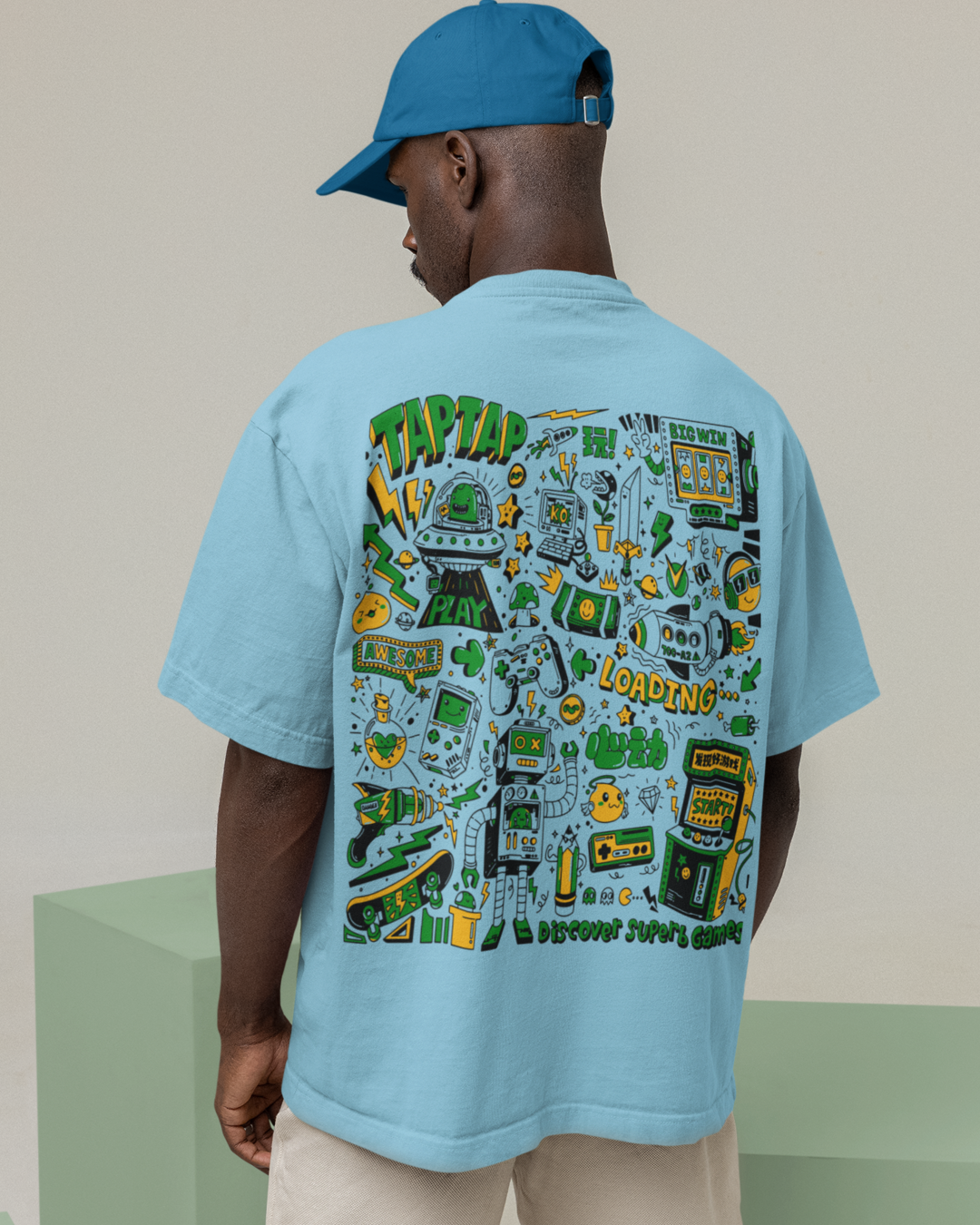 Men's "Tap Tap Gaming" Printed Oversized T-shirt | Available in 2 Colors