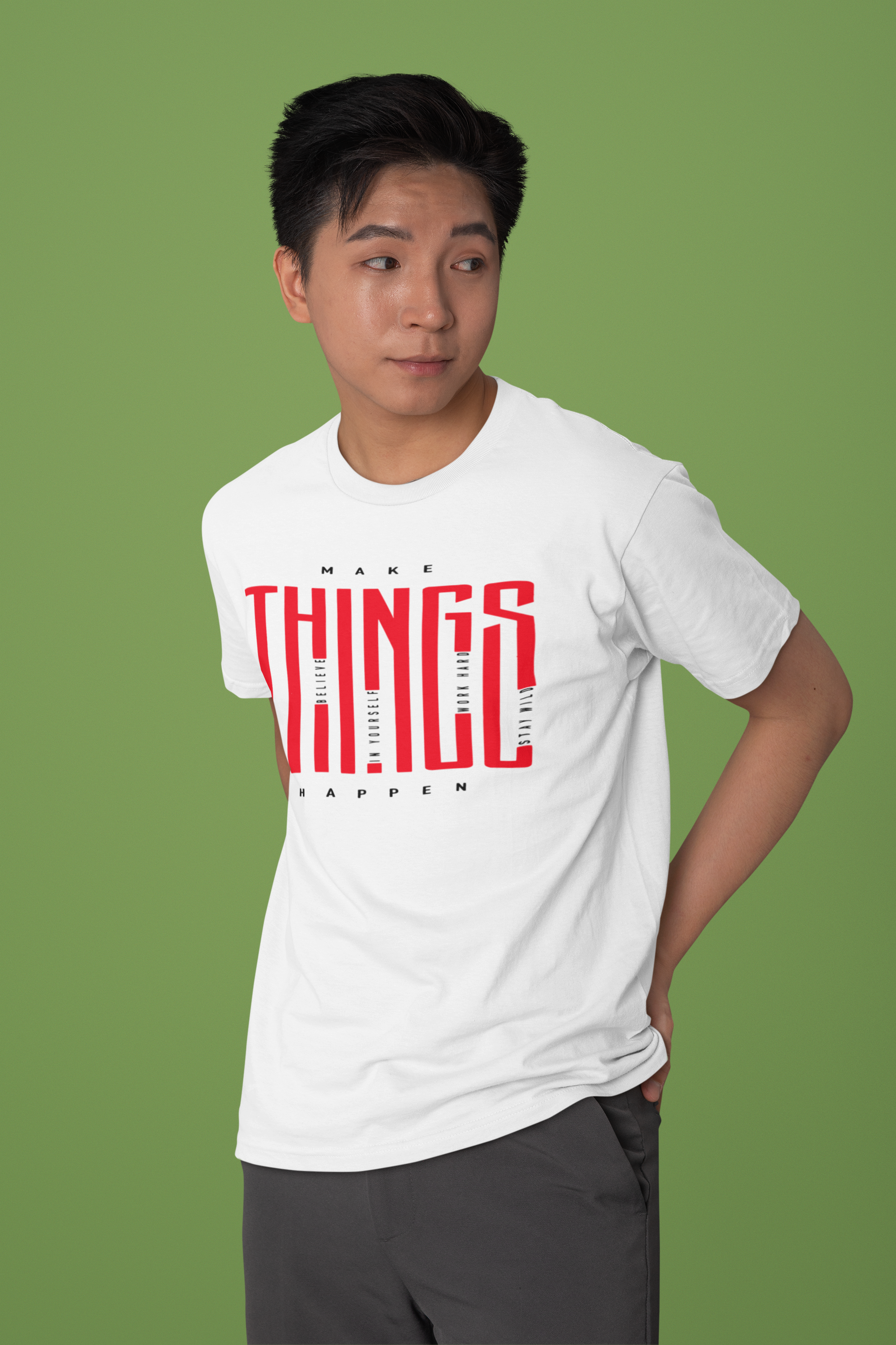 Men’s Regular Fit Cotton T-Shirt| Make Things Happen | The Mirai