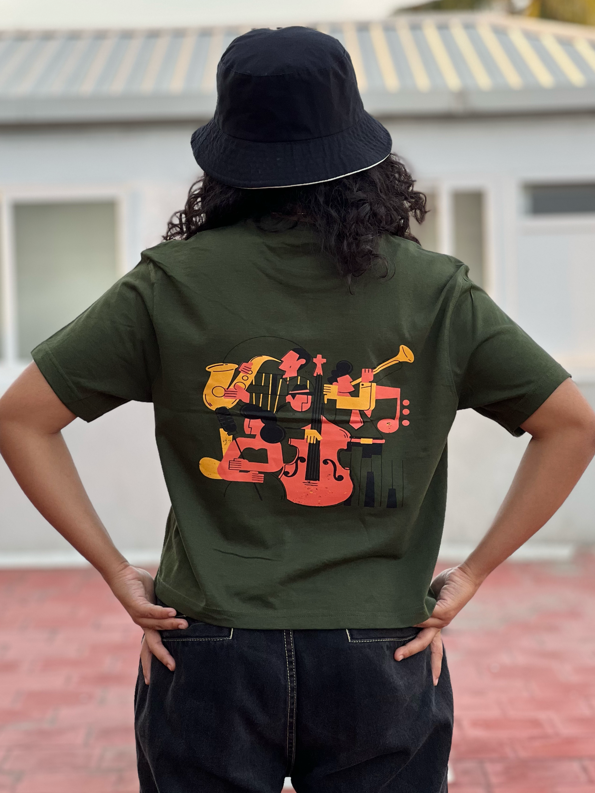 Women's "Jazz Band" Printed Boxy T-Shirt | Available in 4 Colors