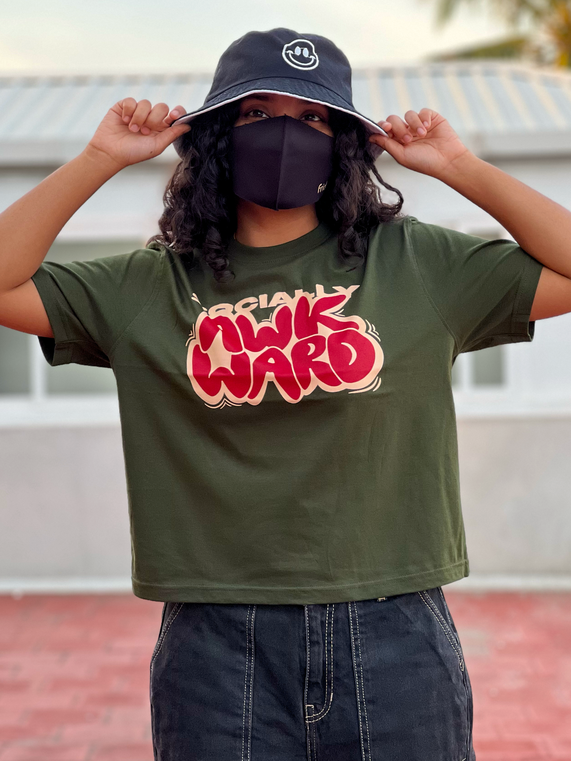 Women's "Social Awkward" Printed Boxy T-Shirt | Available in 2 Colors