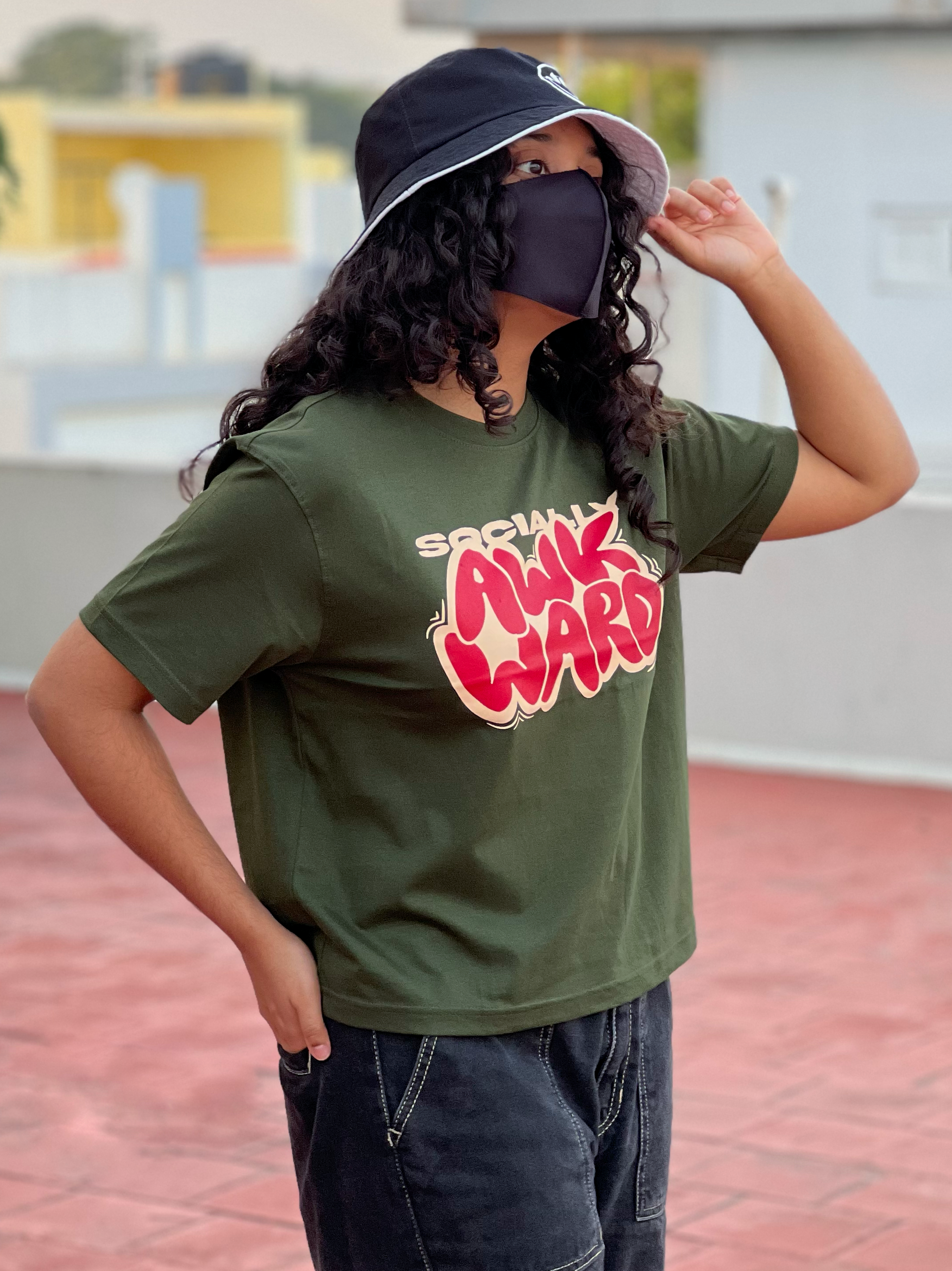 Women's "Social Awkward" Printed Boxy T-Shirt | Available in 2 Colors
