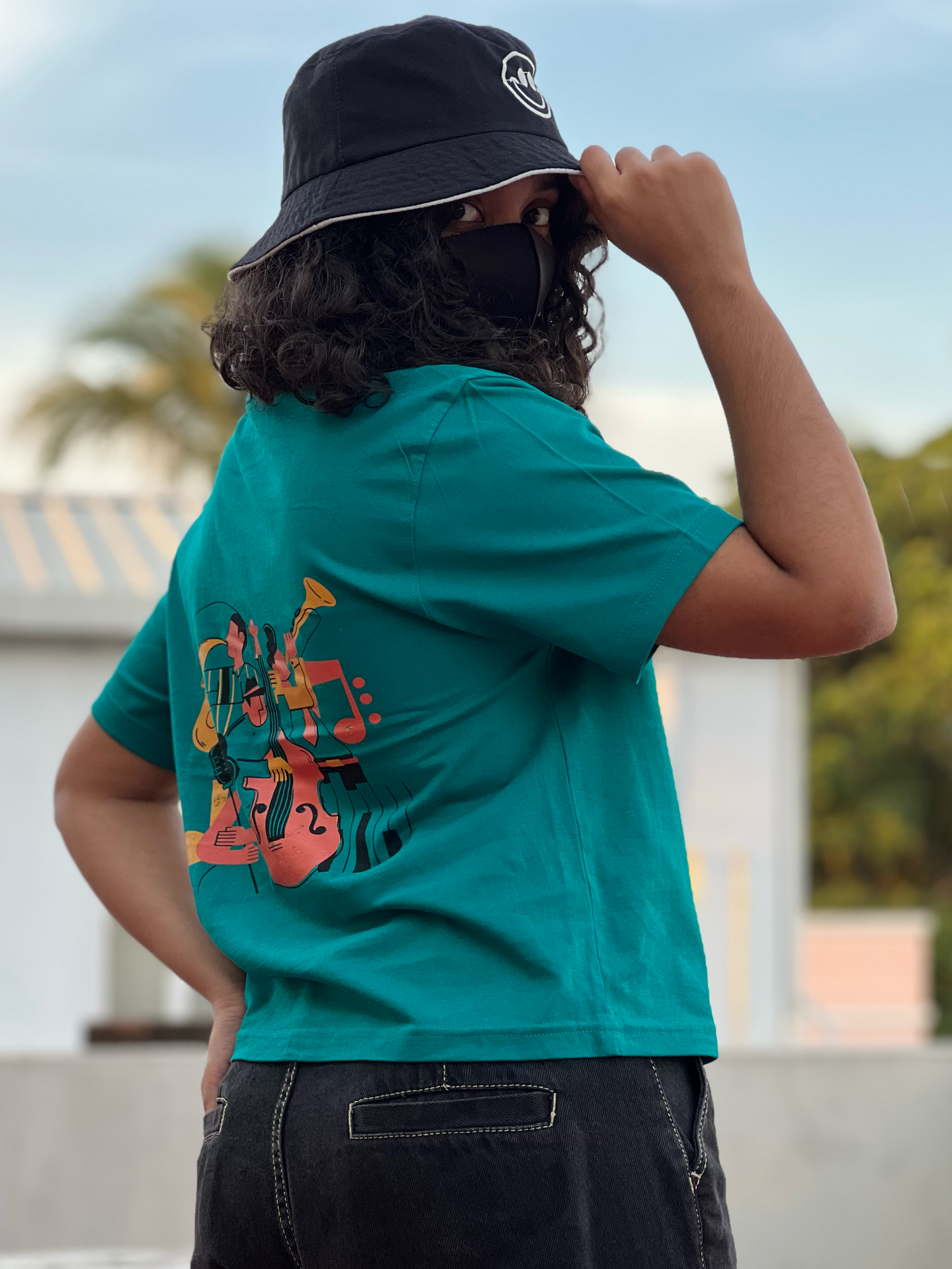 Women's "Jazz Band" Printed Boxy T-Shirt | Available in 4 Colors