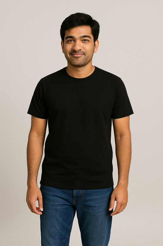 Men's Black Plain T-Shirt