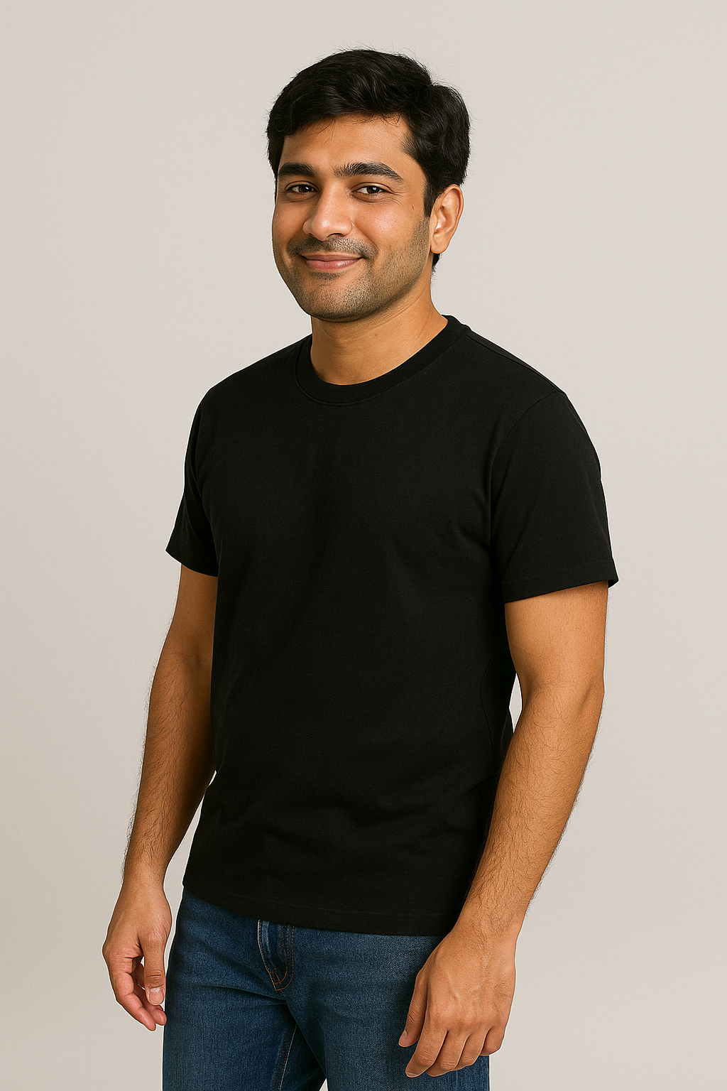 Men's Black Plain T-Shirt