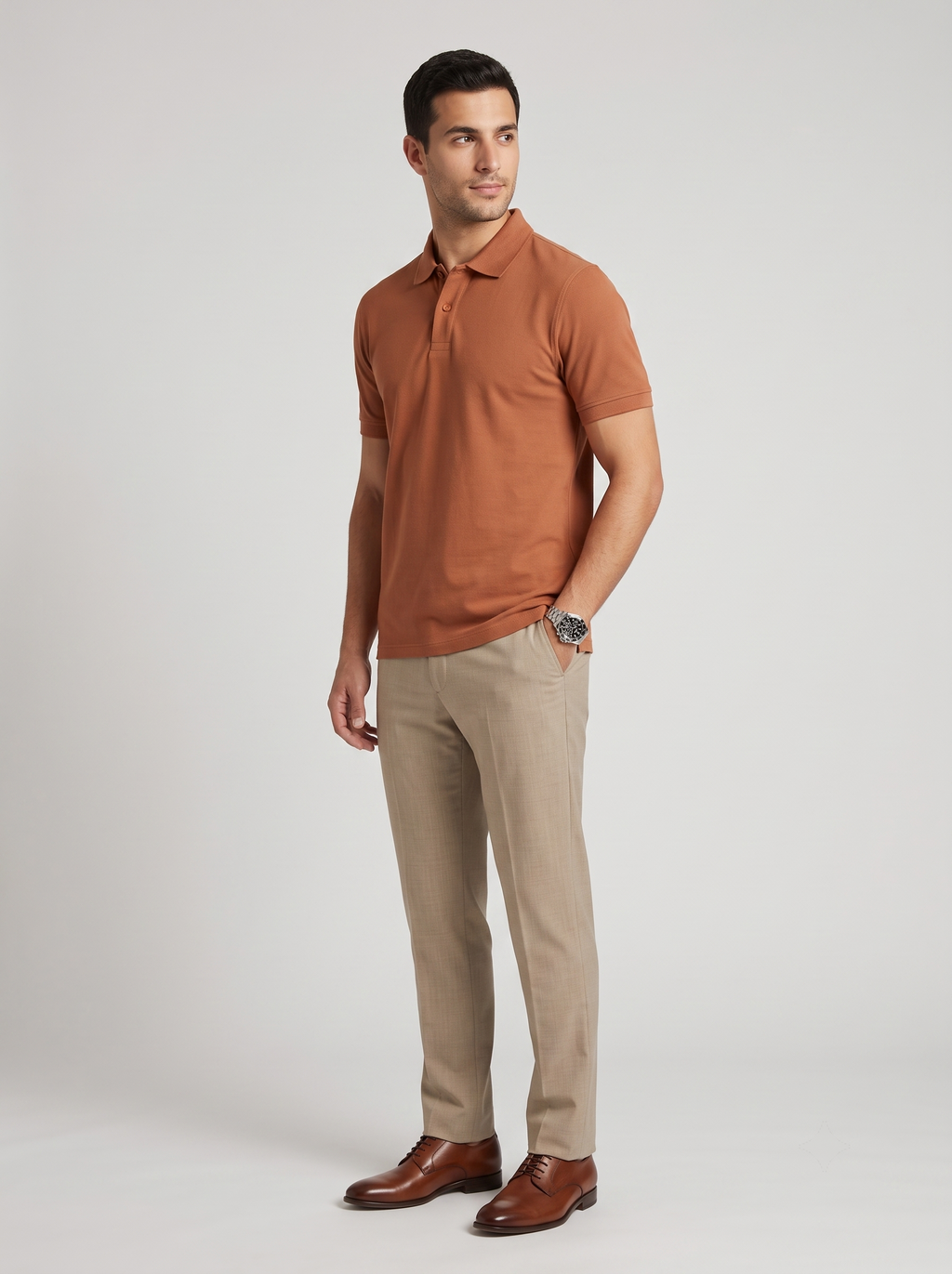 Men's Solid Polo T-Shirt |Burnt Orange| The Mirai