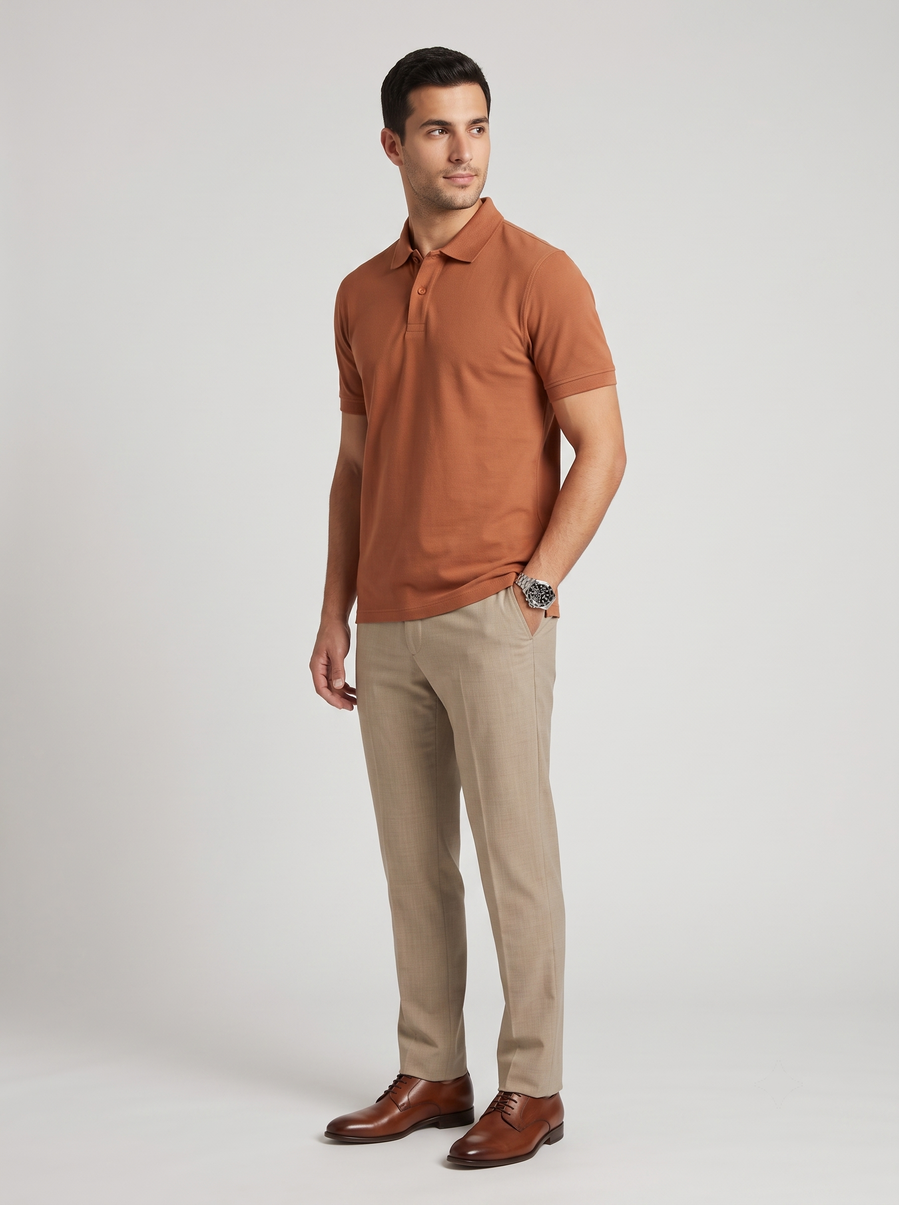 Men's Solid Polo T-Shirt |Burnt Orange| The Mirai