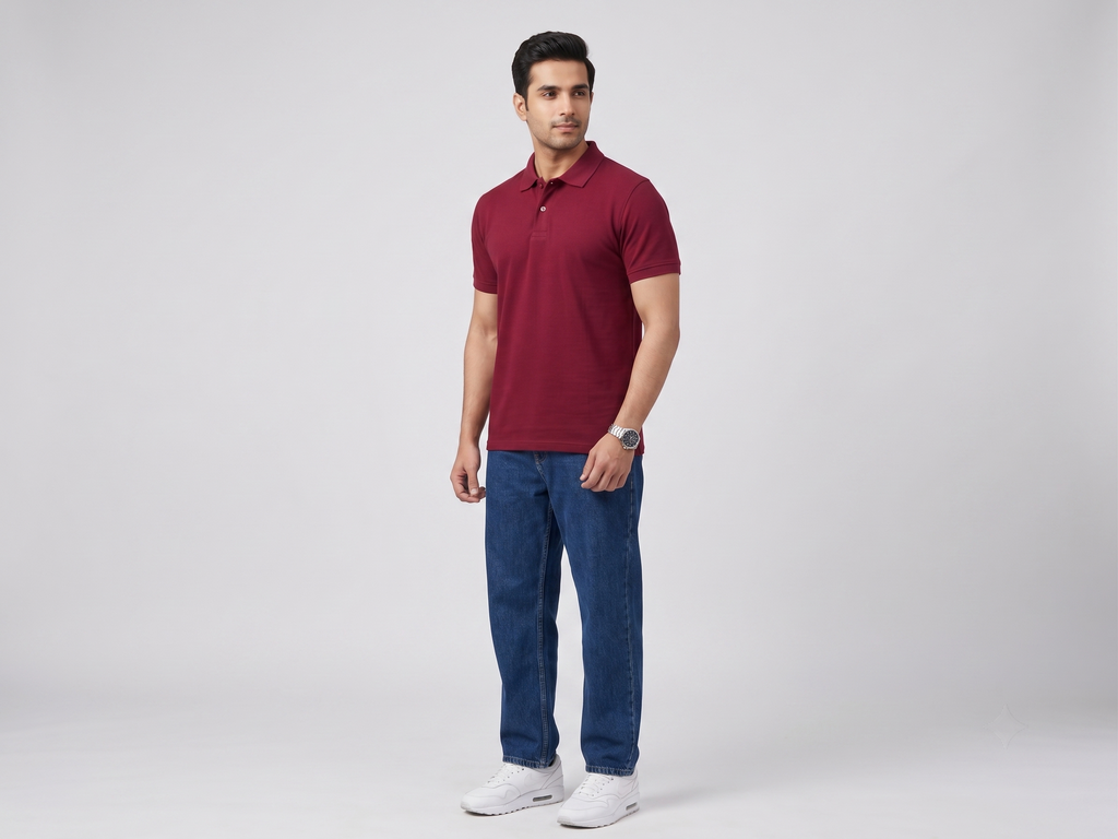 Men's Solid Polo T-Shirt | Maroon | The Mirai