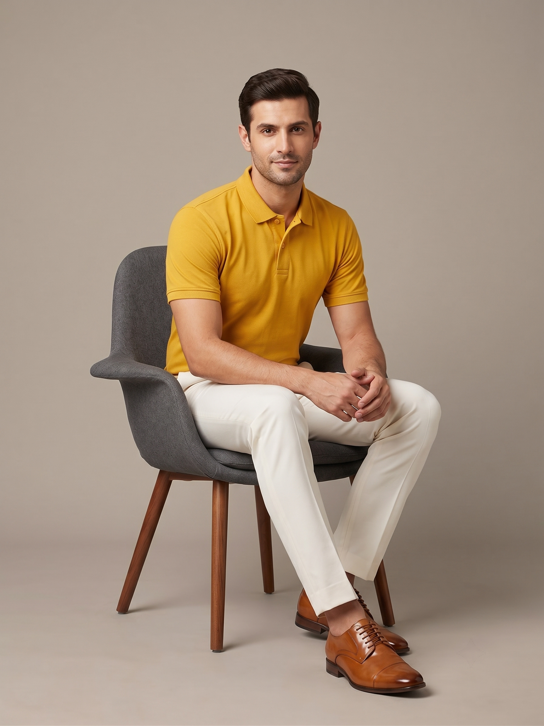 Men's Solid Polo T-Shirt | Mustard | The Mirai