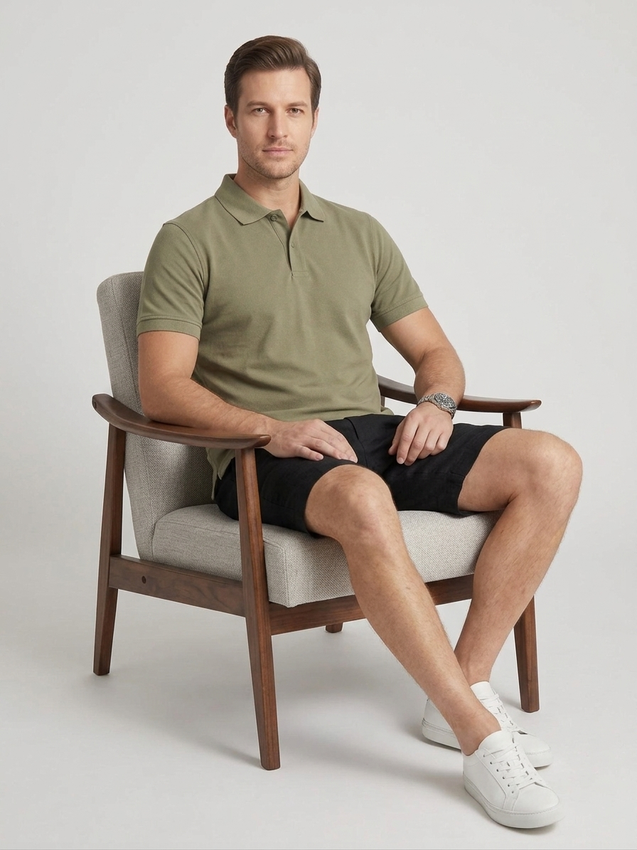 Men's Solid Polo T-Shirt | Dusty olive | The Mirai