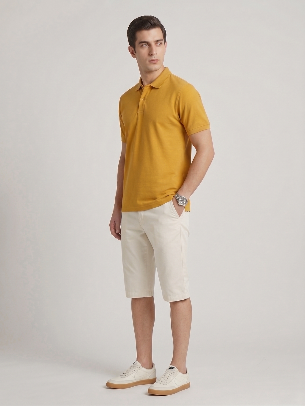 Men's Solid Polo T-Shirt | Mustard | The Mirai