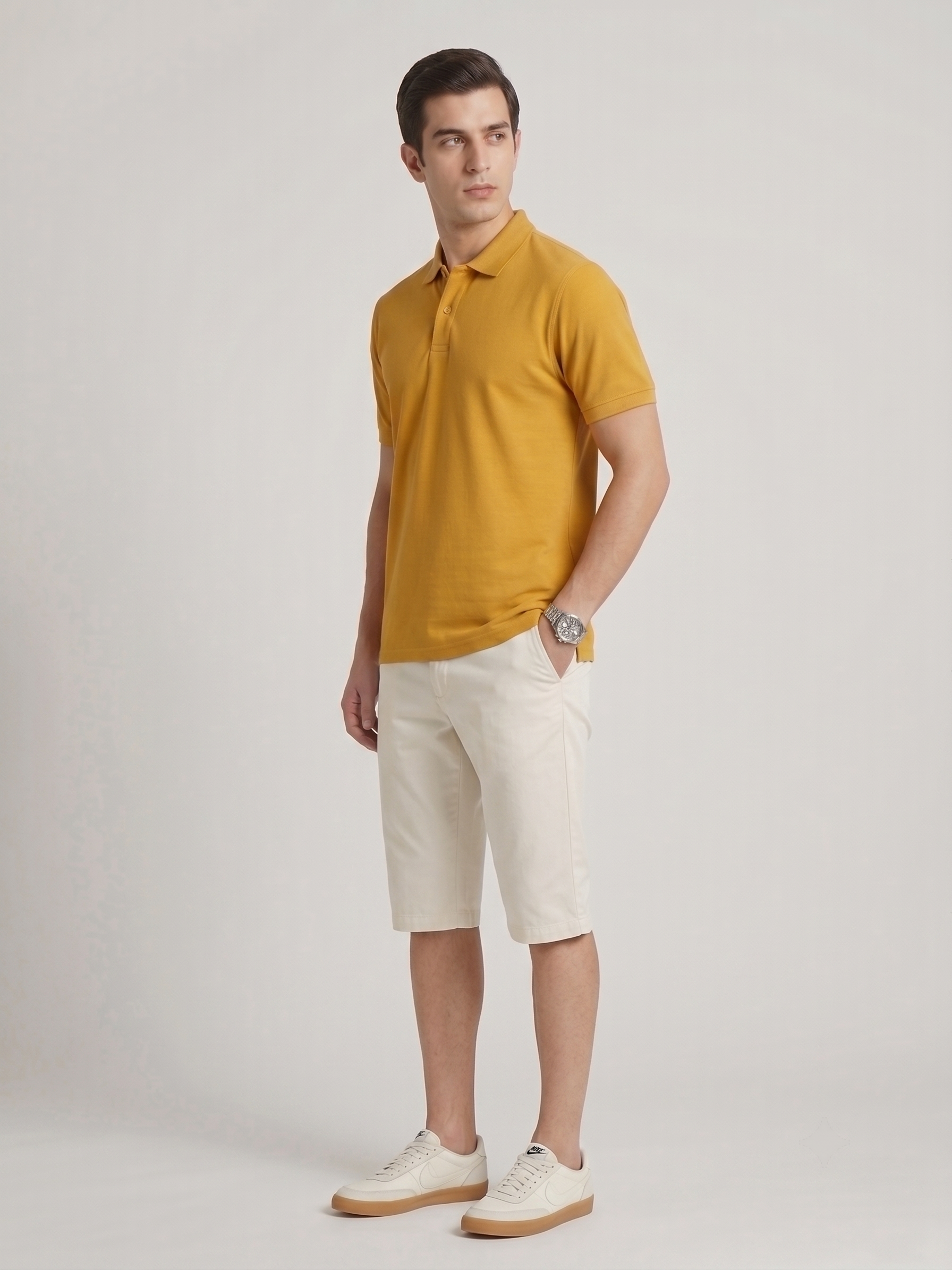 Men's Solid Polo T-Shirt | Mustard | The Mirai