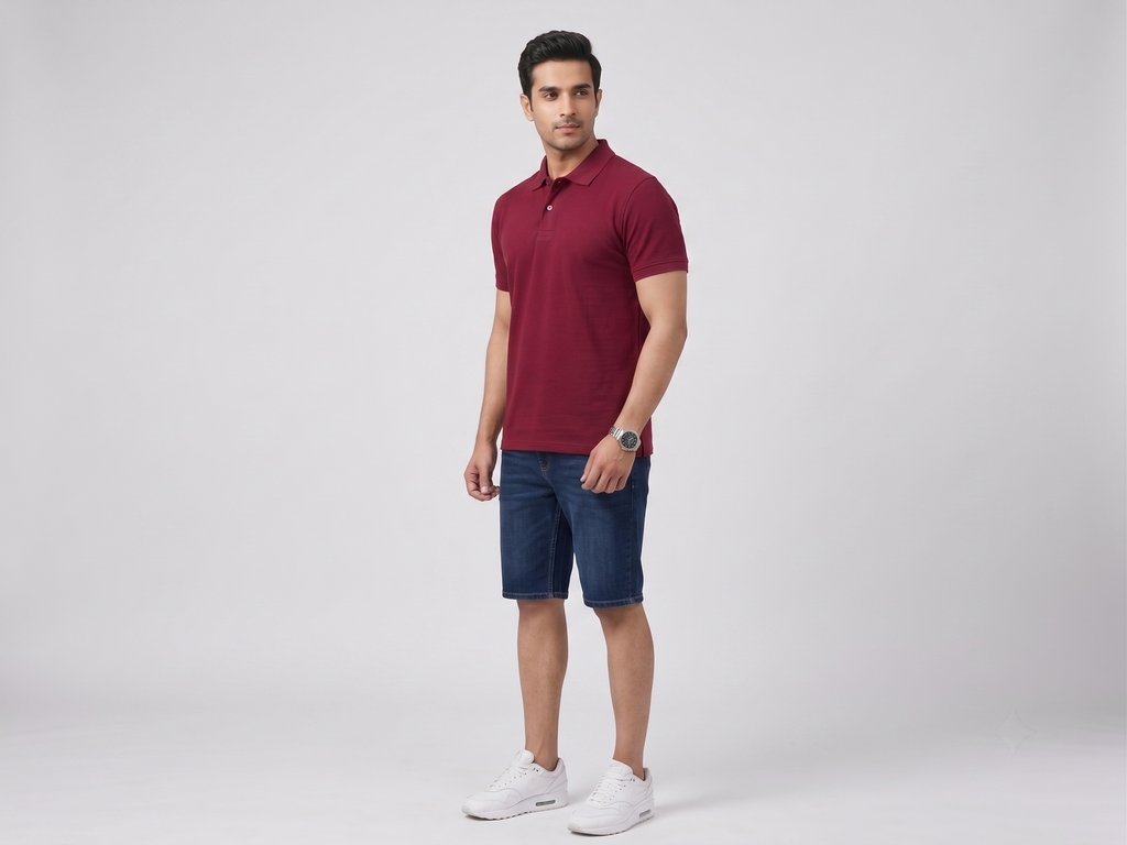 Men's Solid Polo T-Shirt | Maroon | The Mirai