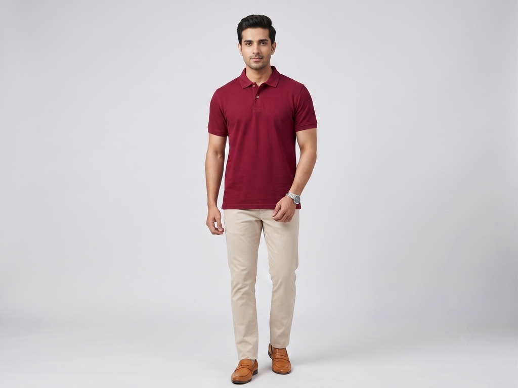 Men's Solid Polo T-Shirt | Maroon | The Mirai
