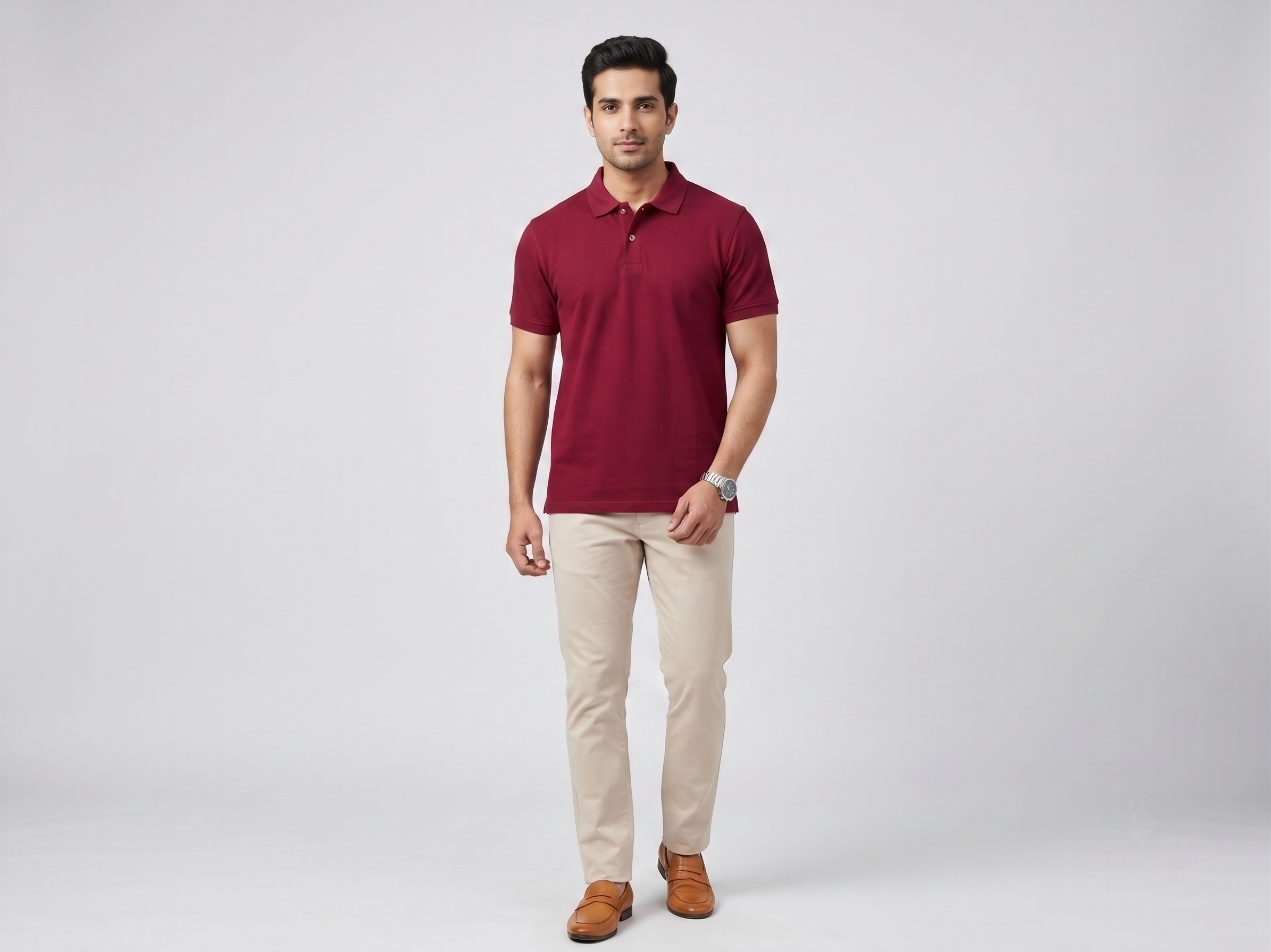 Men's Solid Polo T-Shirt | Maroon | The Mirai