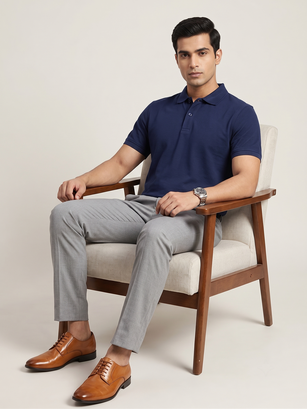 Men's Solid Polo T-Shirt | Navy Blue | The Mirai