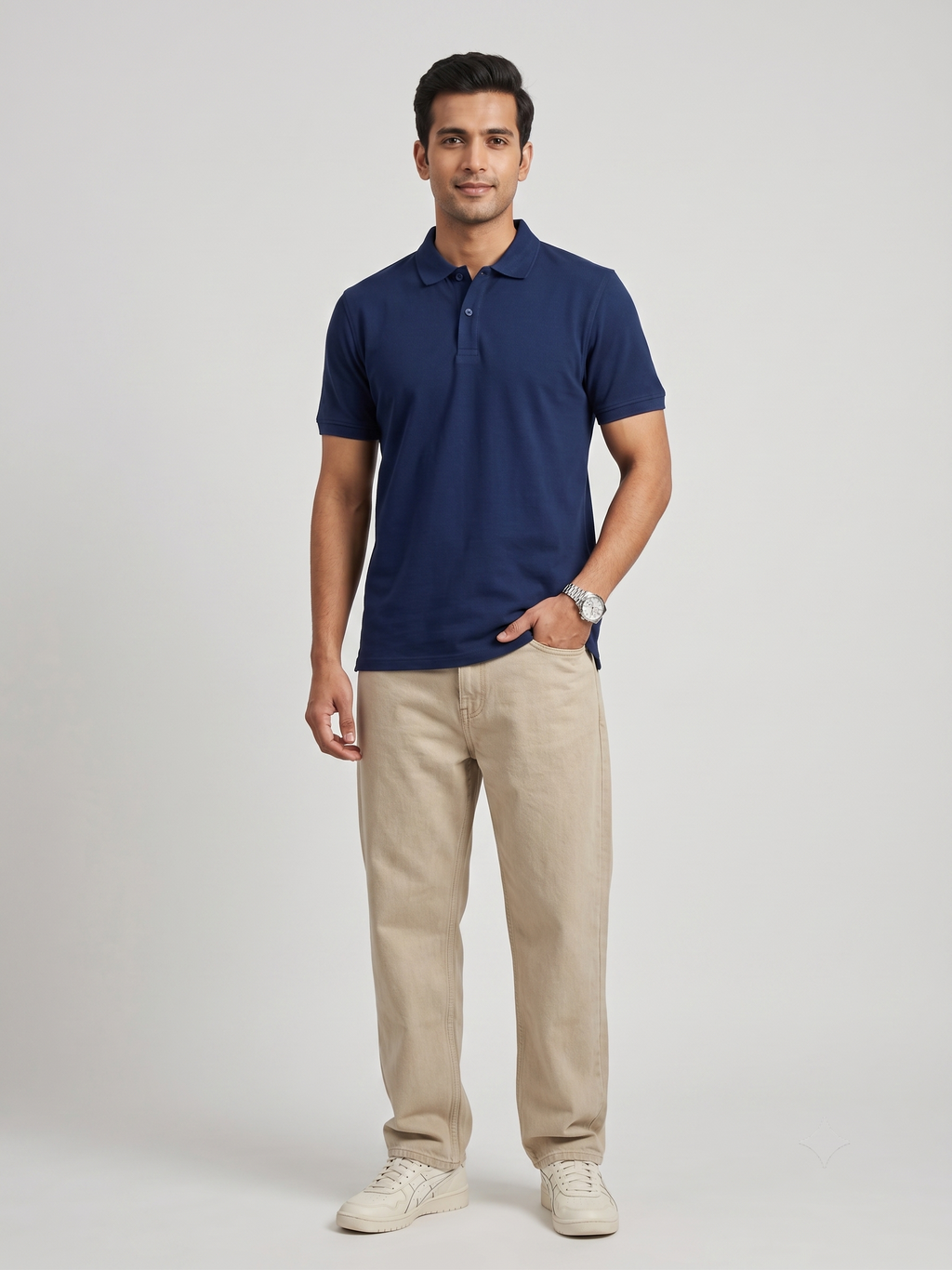Men's Solid Polo T-Shirt | Navy Blue | The Mirai