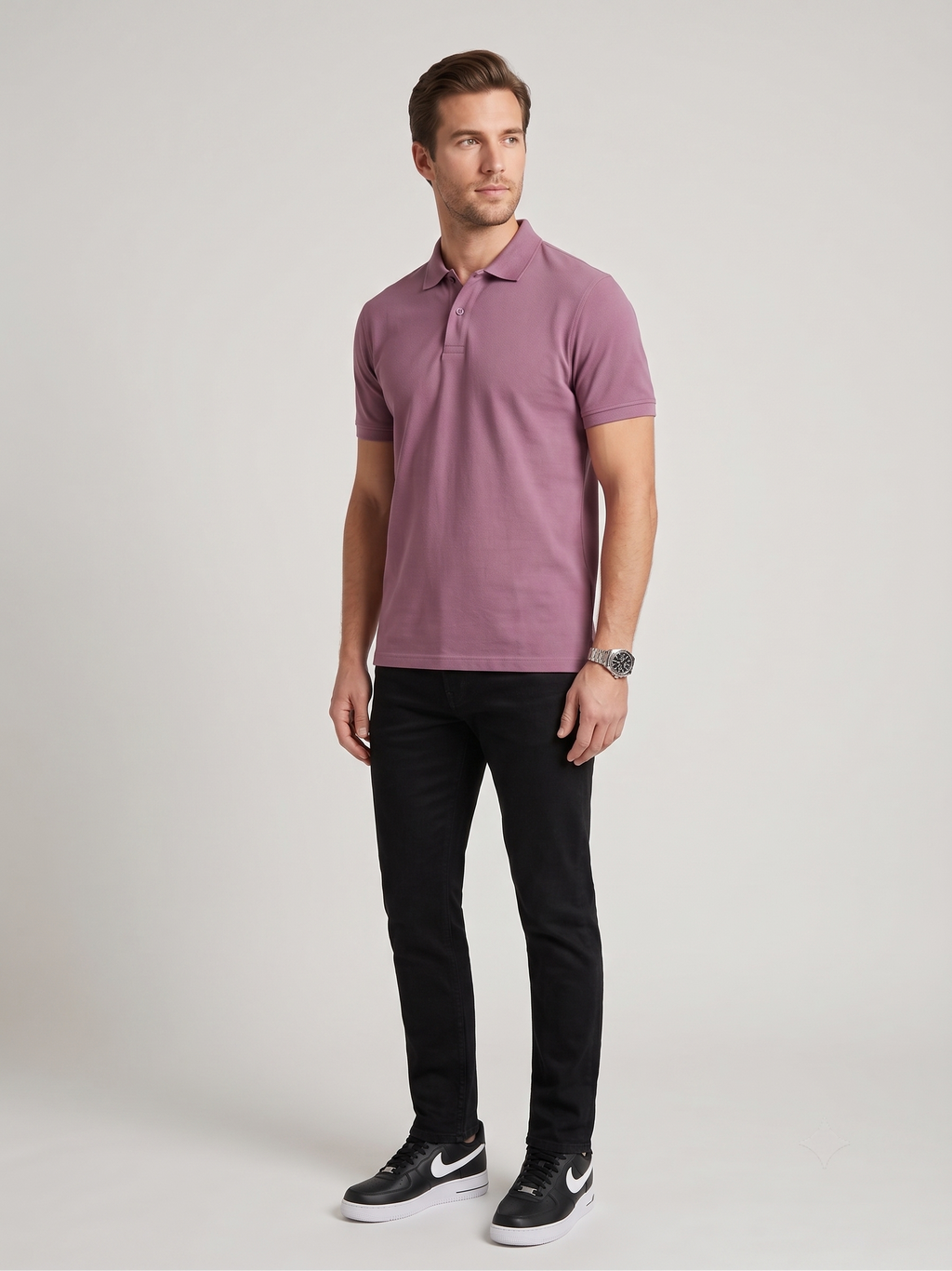 Men's Solid Polo T-Shirt | Dusky Orchid | The Mirai