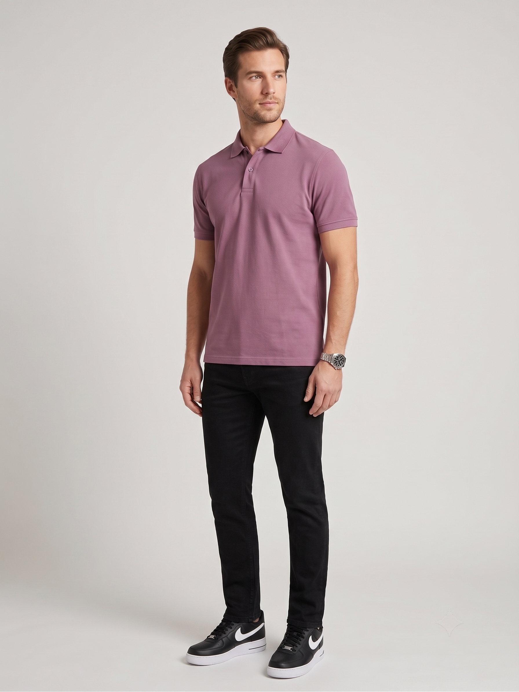Men's Solid Polo T-Shirt | Dusky Orchid | The Mirai