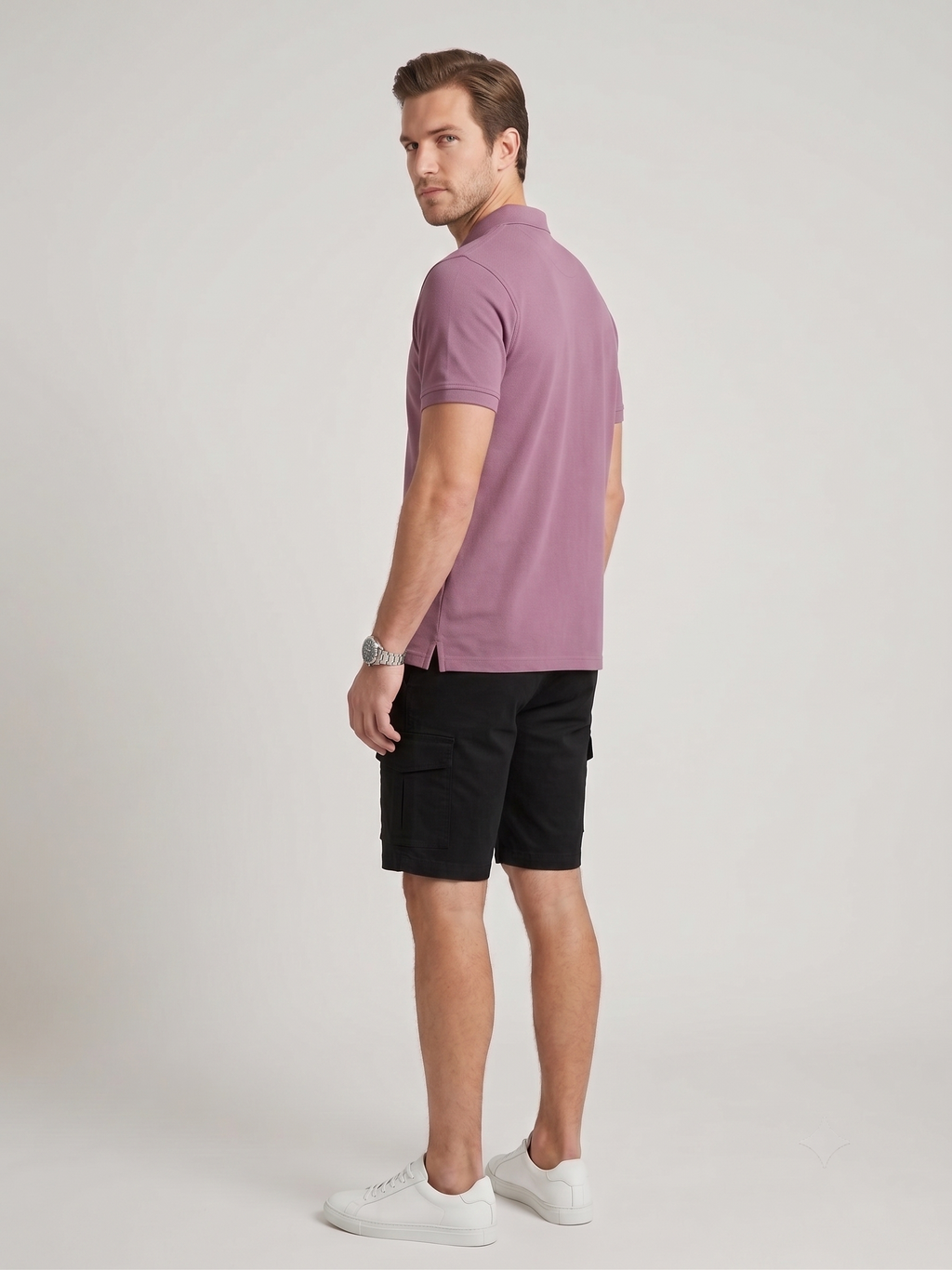 Men's Solid Polo T-Shirt | Dusky Orchid | The Mirai
