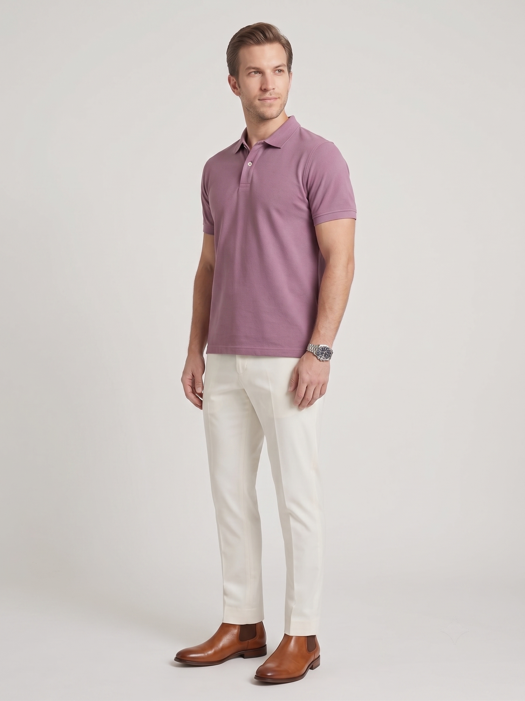 Men's Solid Polo T-Shirt | Dusky Orchid | The Mirai