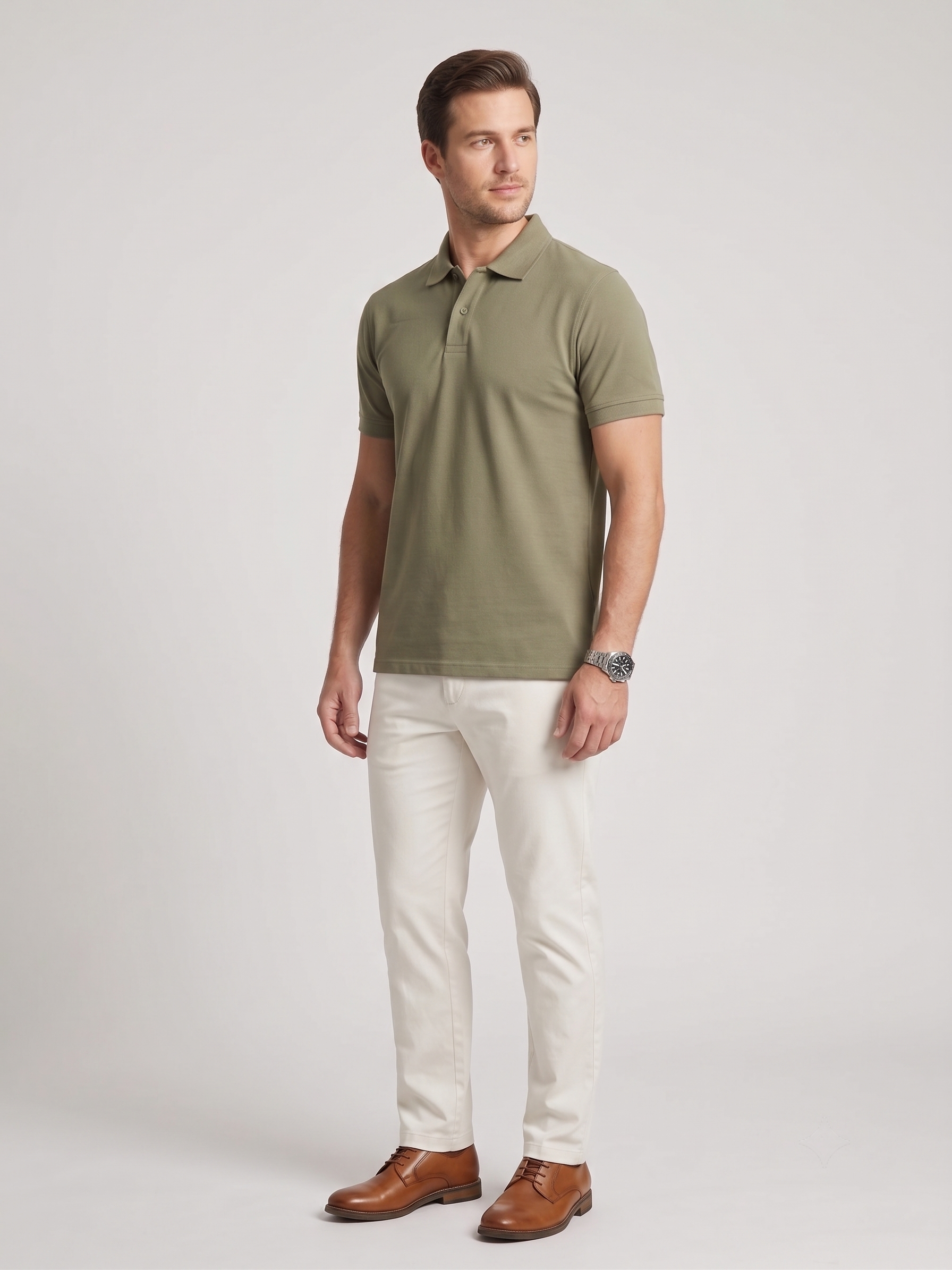 Men's Solid Polo T-Shirt | Dusty olive | The Mirai