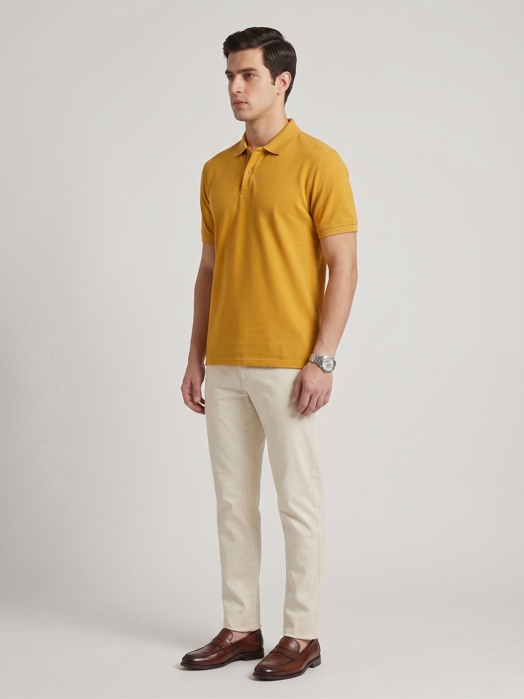 Men's Solid Polo T-Shirt | Mustard | The Mirai