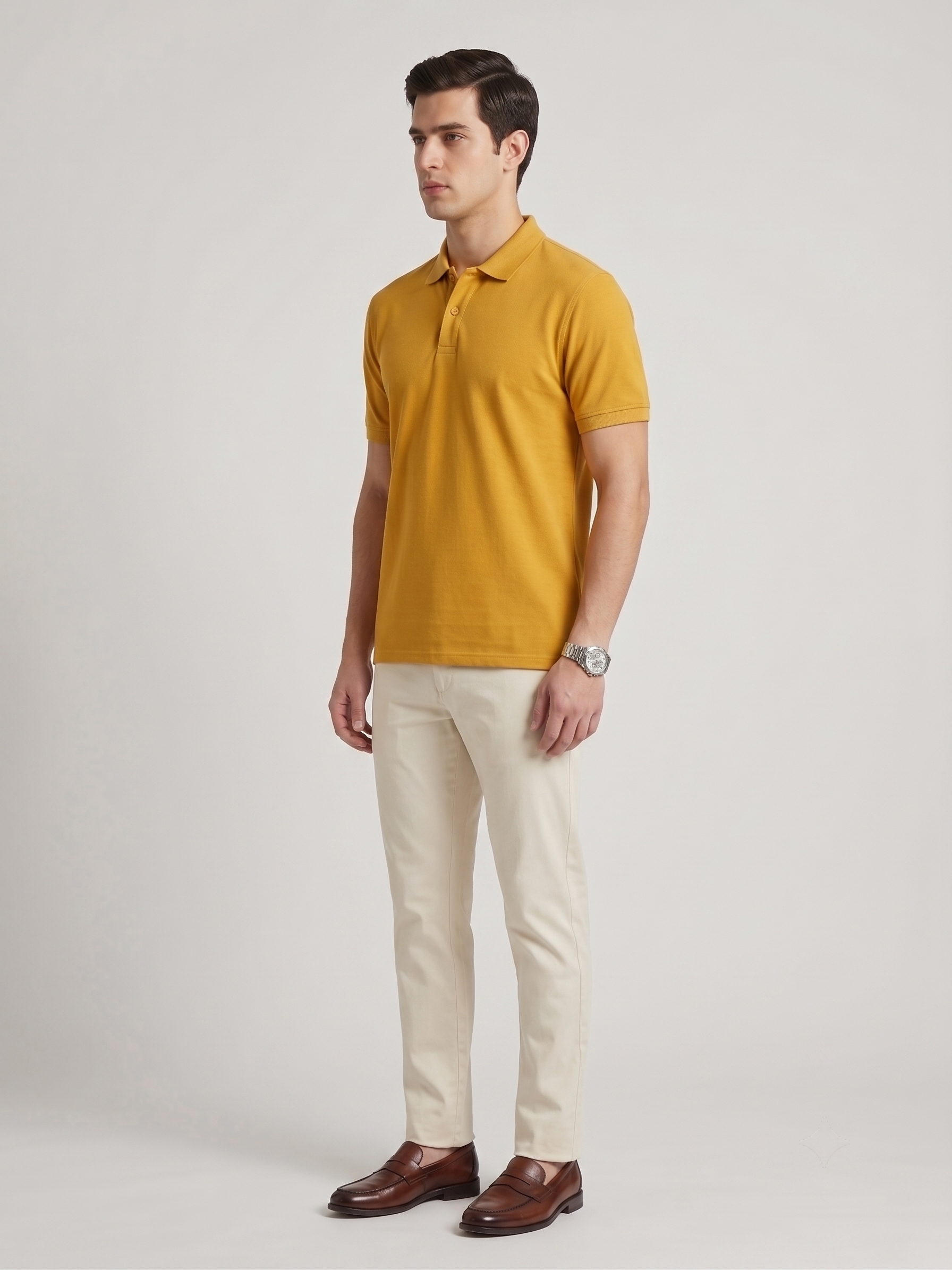 Men's Solid Polo T-Shirt | Mustard | The Mirai