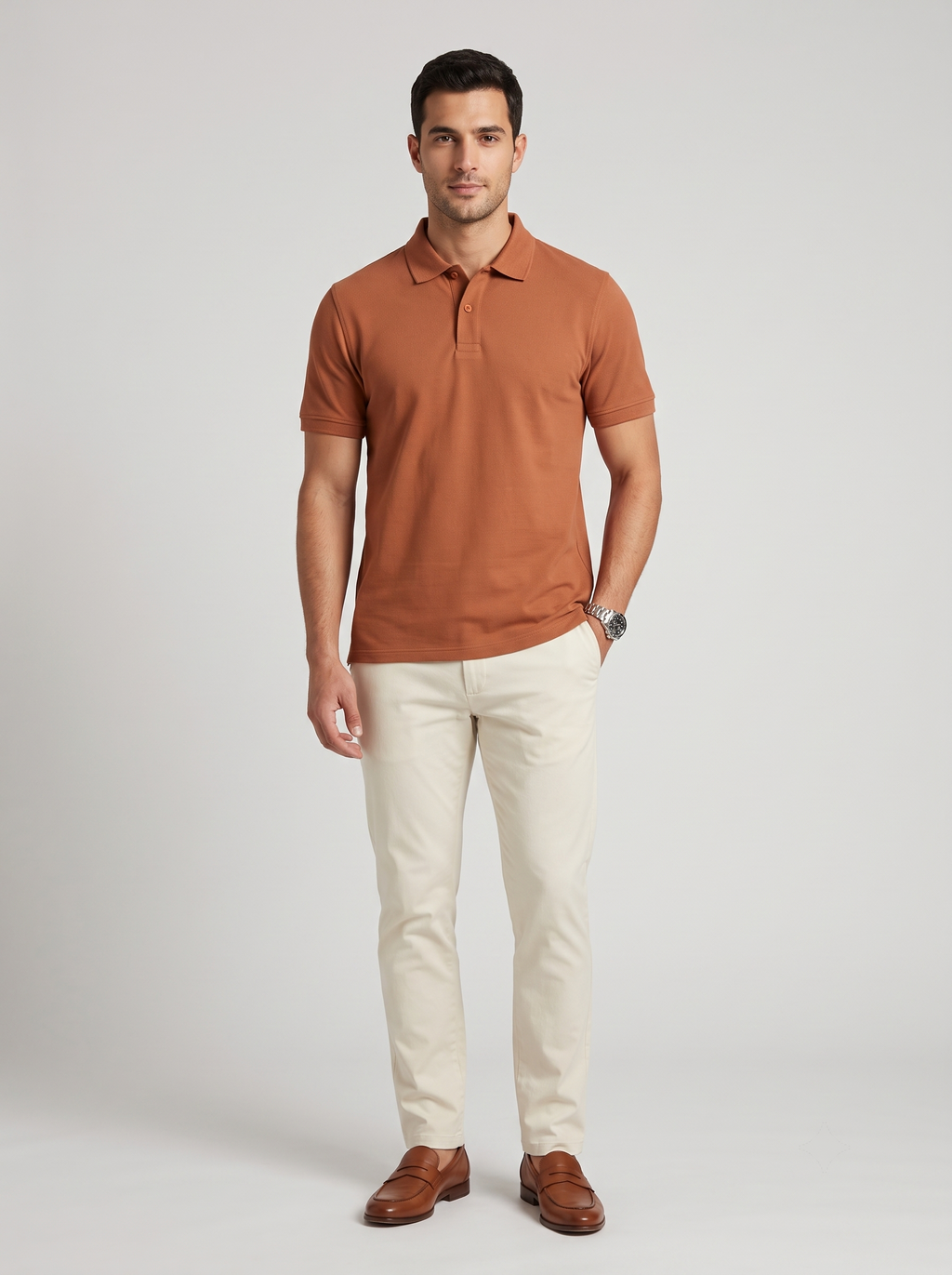 Men's Solid Polo T-Shirt |Burnt Orange| The Mirai