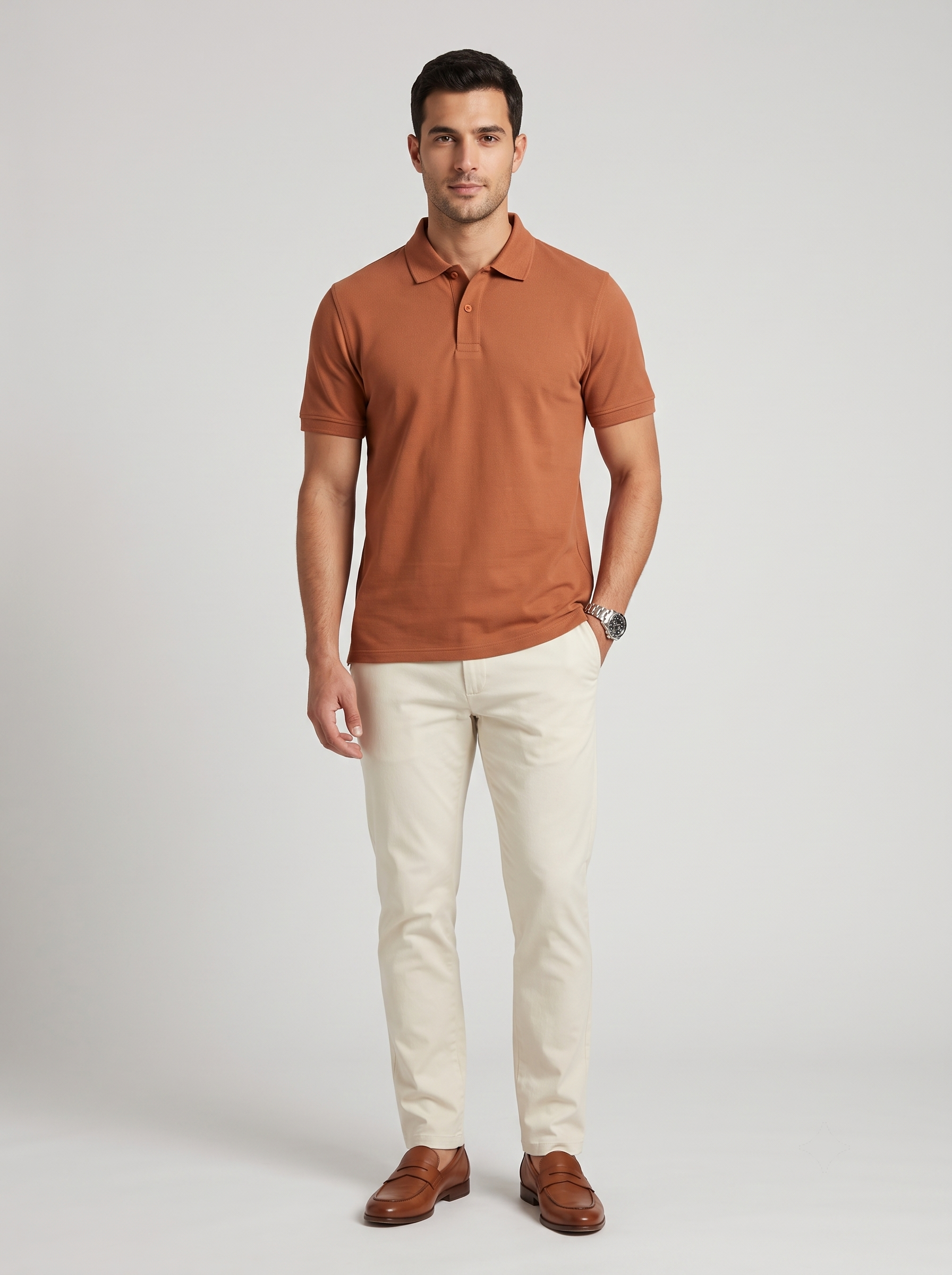 Men's Solid Polo T-Shirt |Burnt Orange| The Mirai