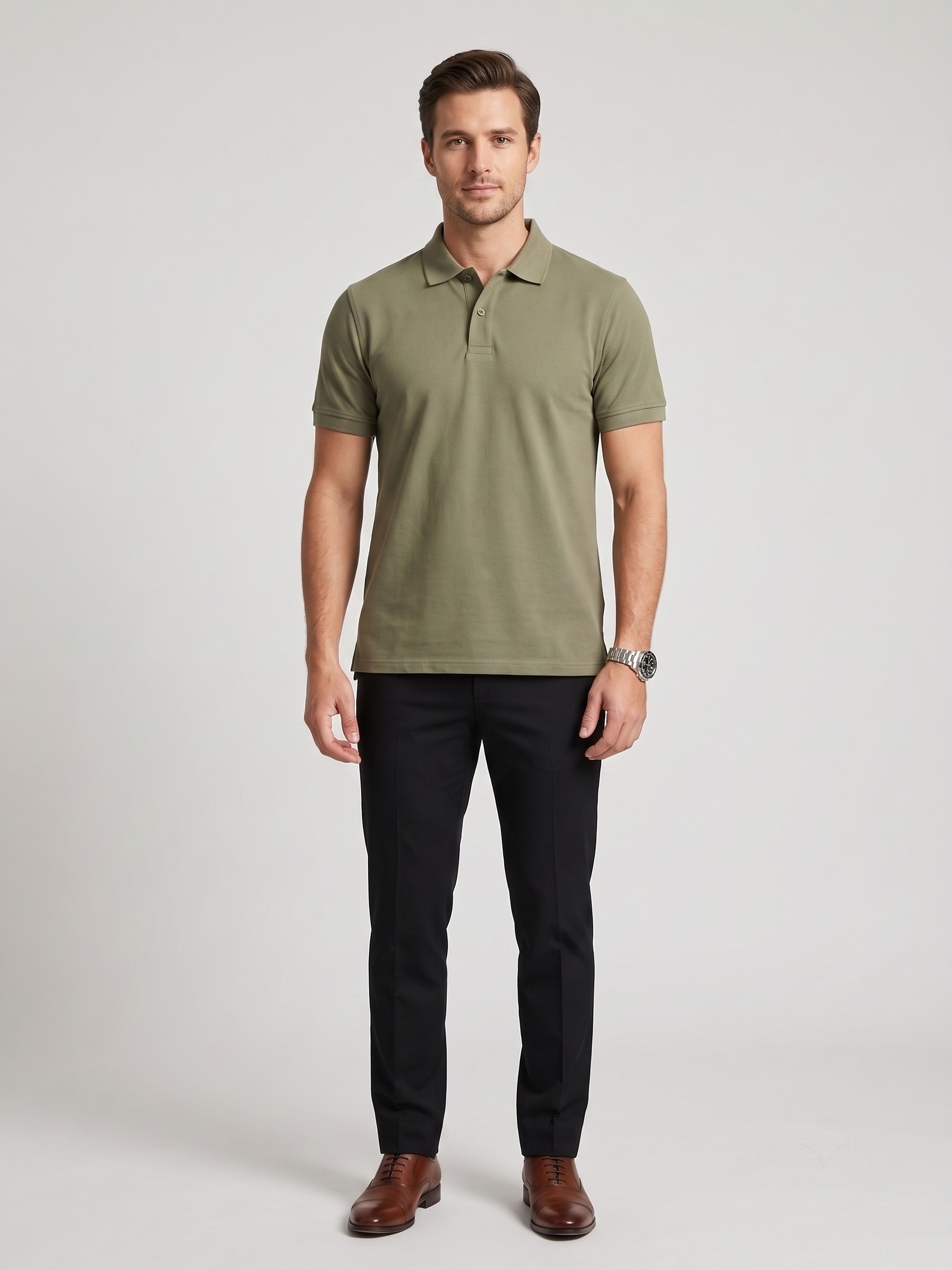 Men's Solid Polo T-Shirt | Dusty olive | The Mirai