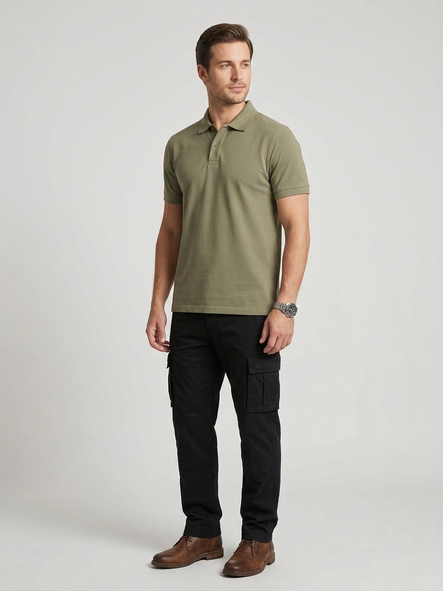 Men's Solid Polo T-Shirt | Dusty olive | The Mirai