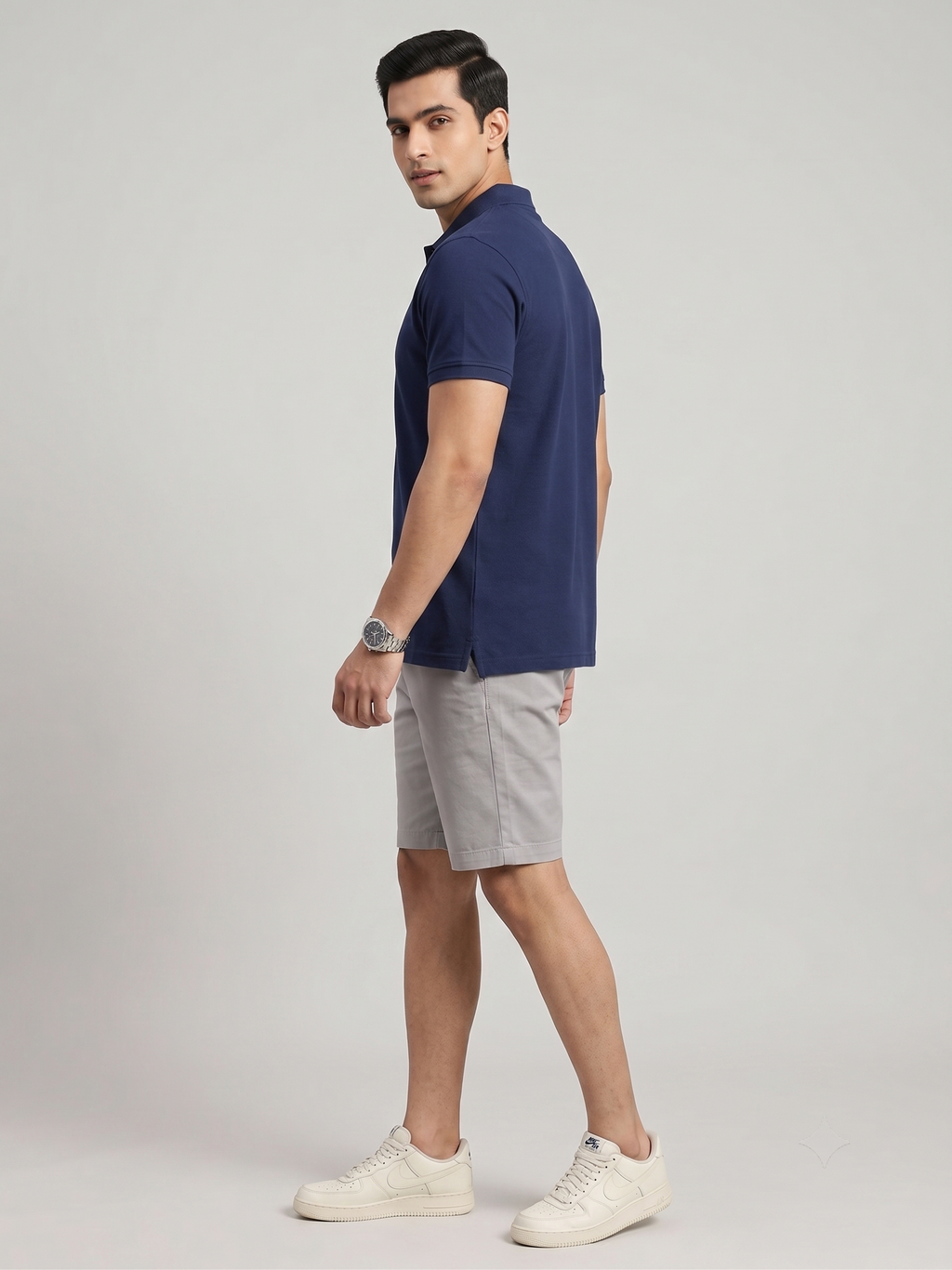 Men's Solid Polo T-Shirt | Navy Blue | The Mirai