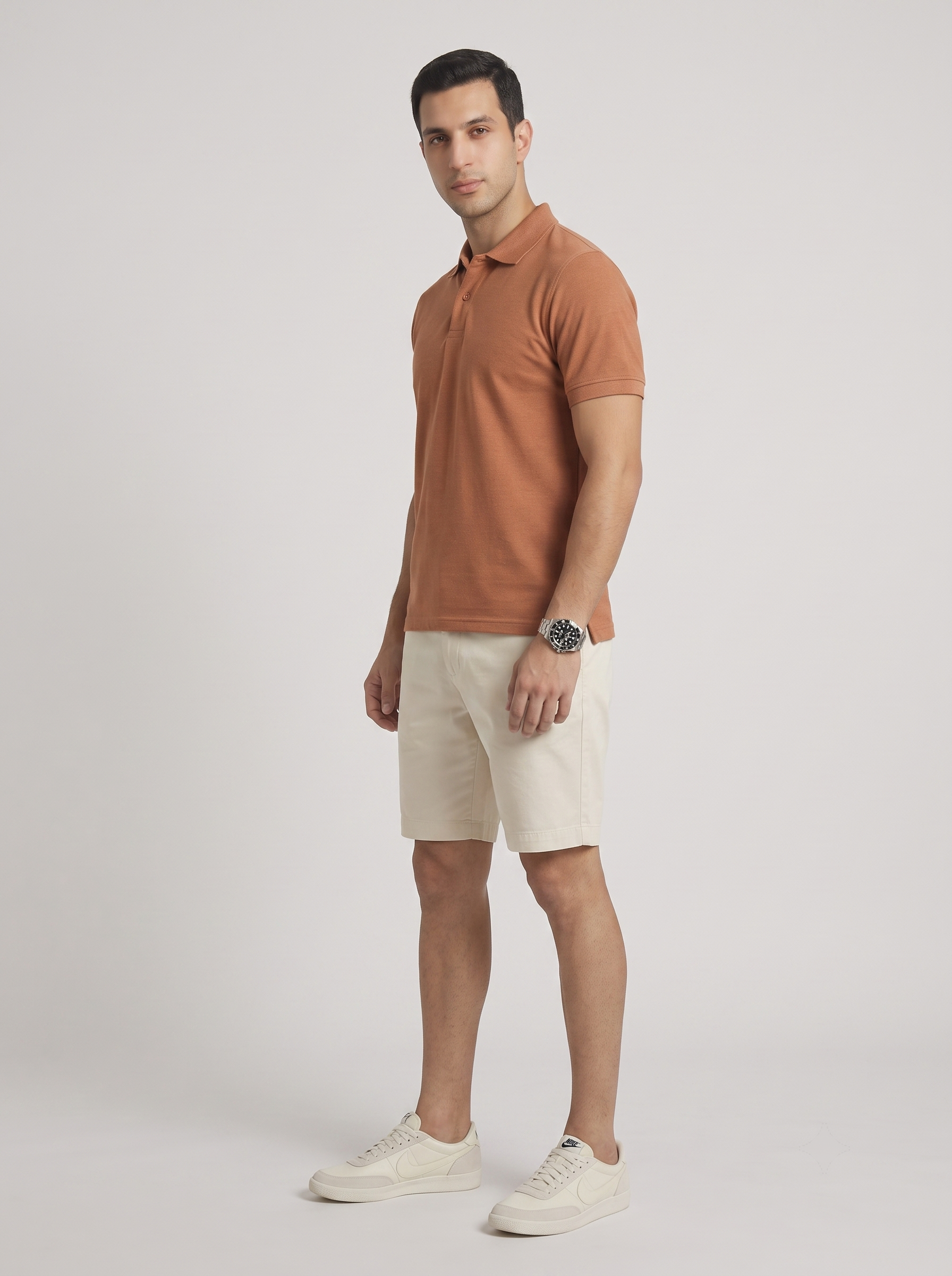 Men's Solid Polo T-Shirt |Burnt Orange| The Mirai