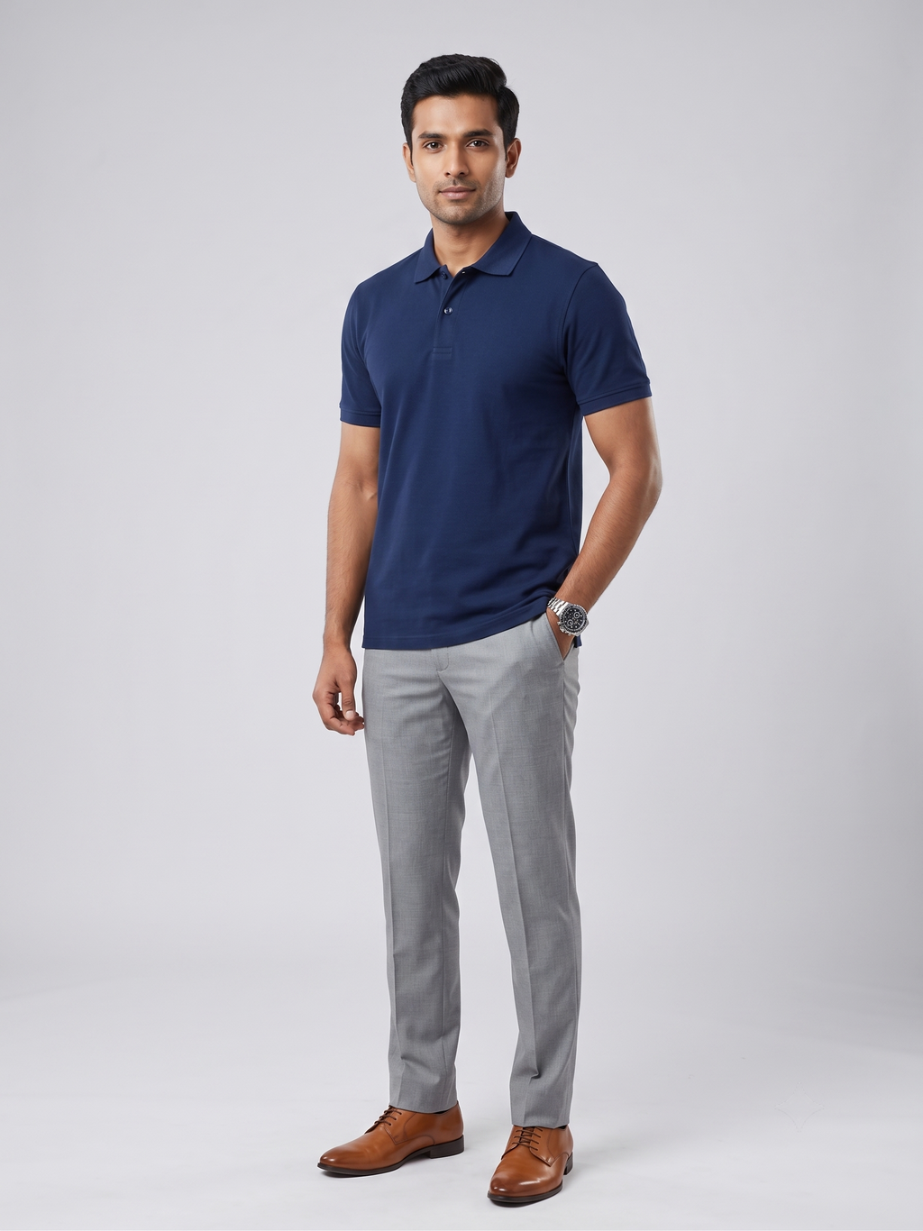 Men's Solid Polo T-Shirt | Navy Blue | The Mirai