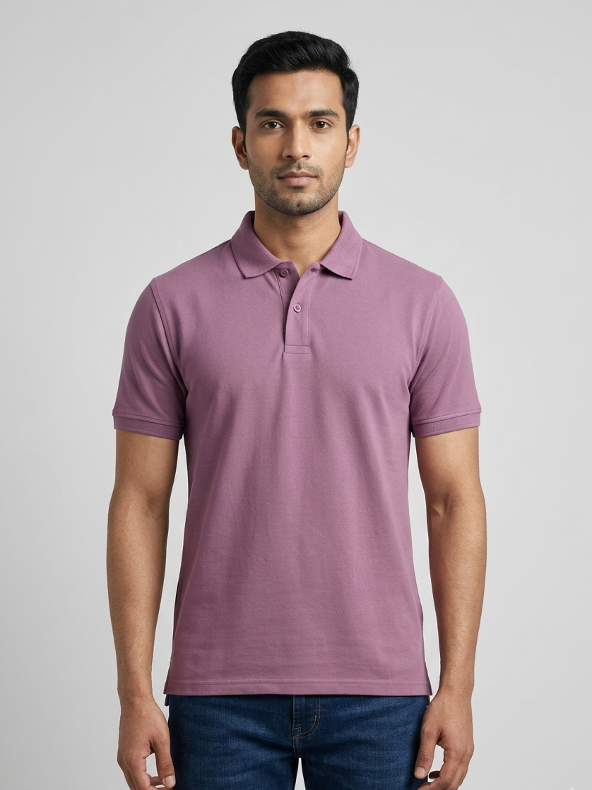 Men's Solid Polo T-Shirt | Dusky Orchid | The Mirai