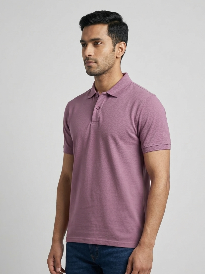 Men's Solid Polo T-Shirt | Dusky Orchid | The Mirai