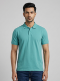 Men's Solid Polo T-Shirt | Aqua Blue | The Mirai