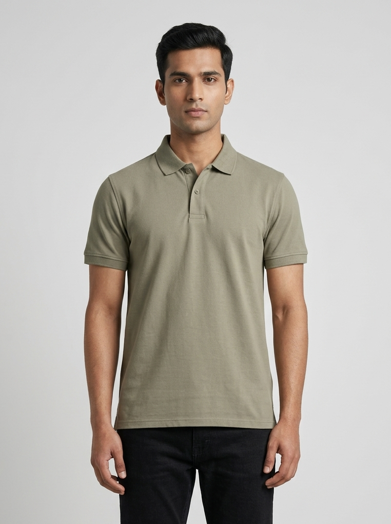 Men's Solid Polo T-Shirt | Dusty olive | The Mirai
