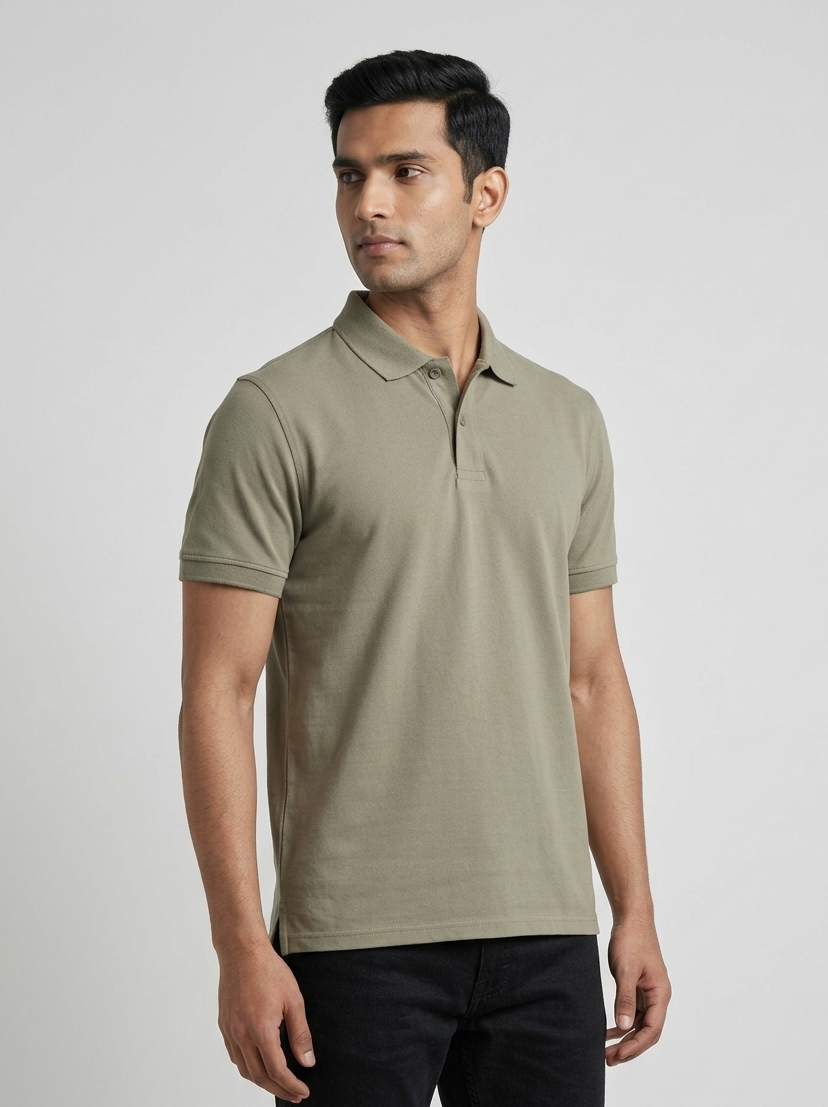 Men's Solid Polo T-Shirt | Dusty olive | The Mirai