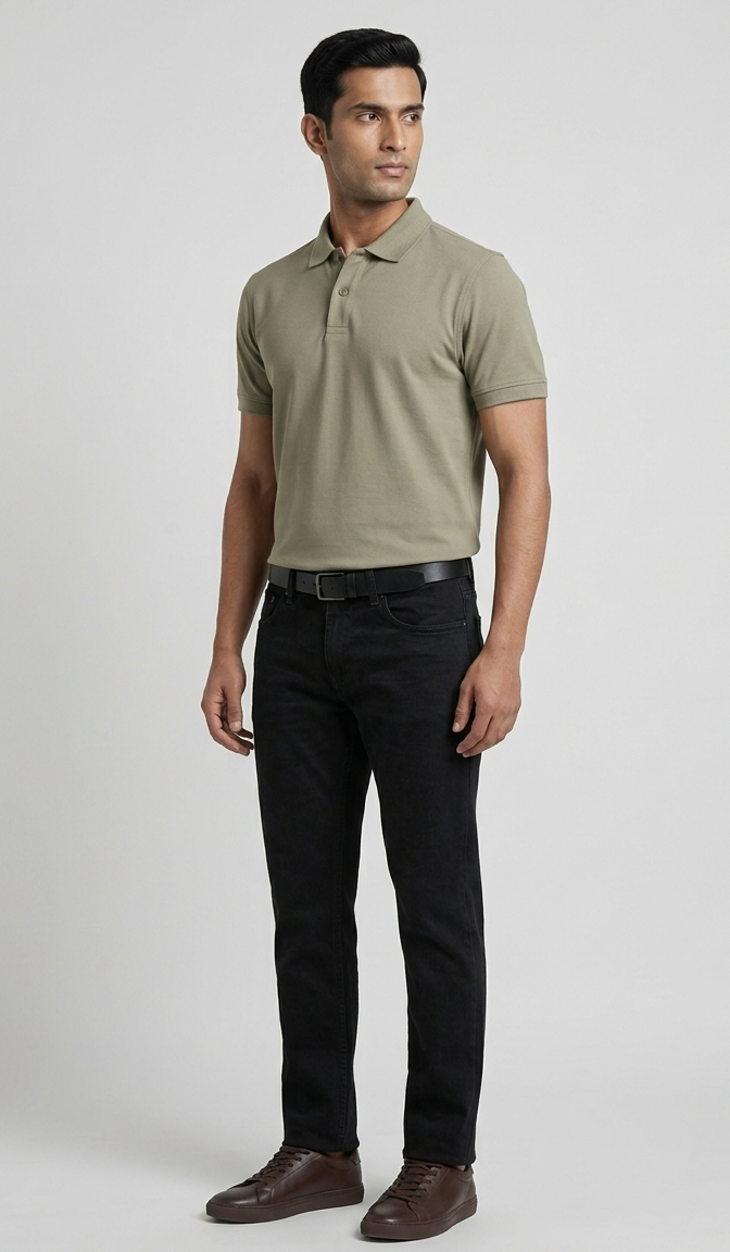 Men's Solid Polo T-Shirt | Dusty olive | The Mirai