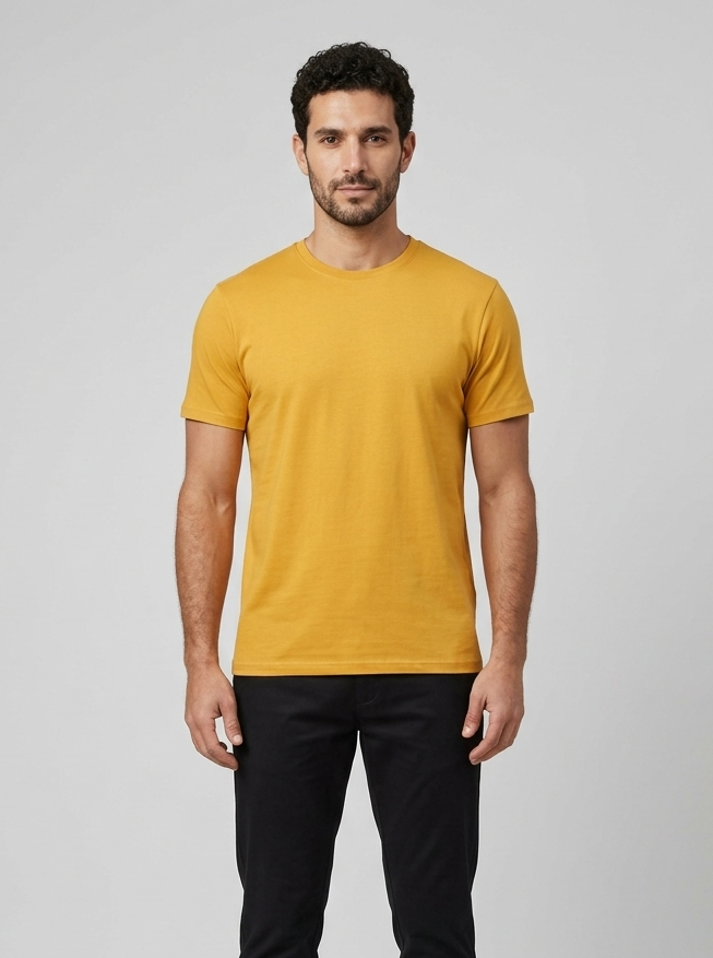 Solid Regular Fit T-Shirt|Mustard| The Mirai