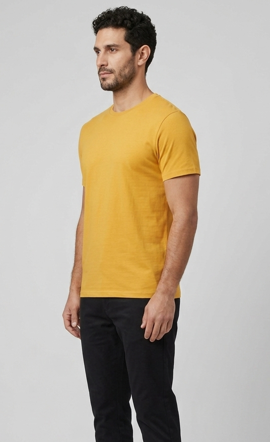 Solid Regular Fit T-Shirt|Mustard| The Mirai
