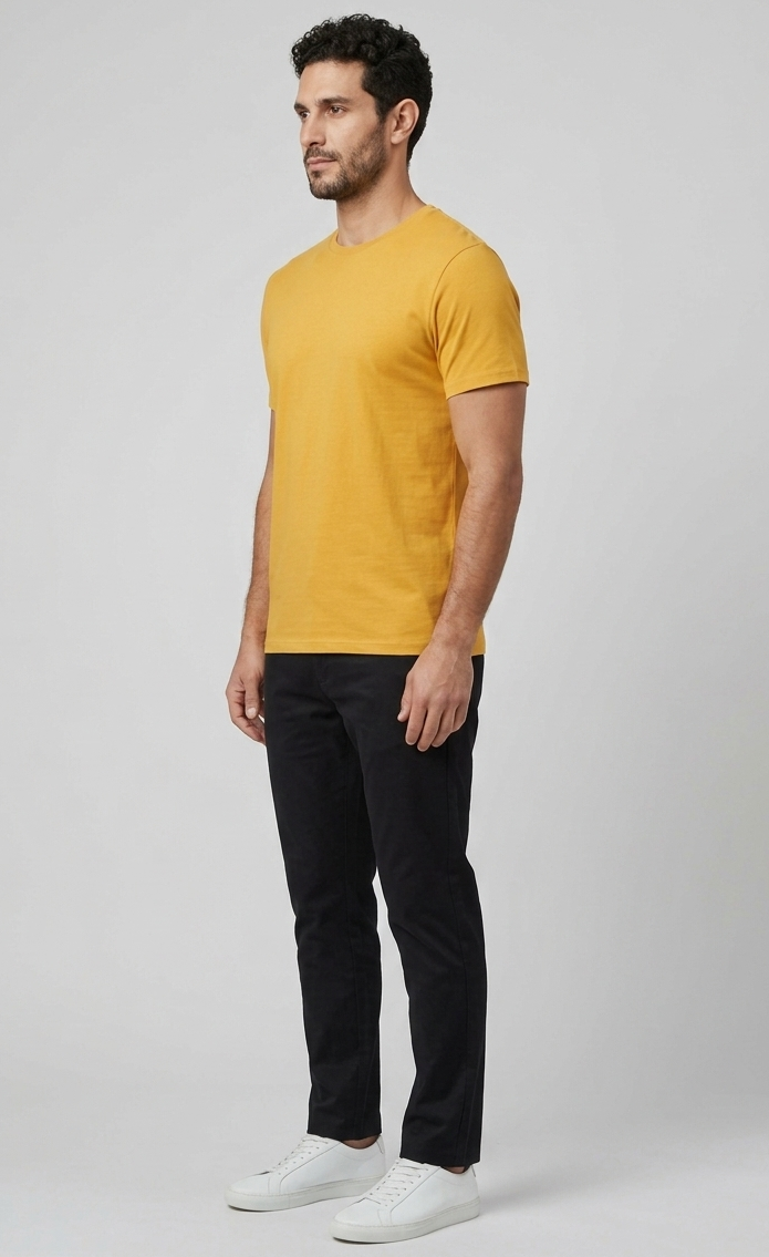 Solid Regular Fit T-Shirt|Mustard| The Mirai
